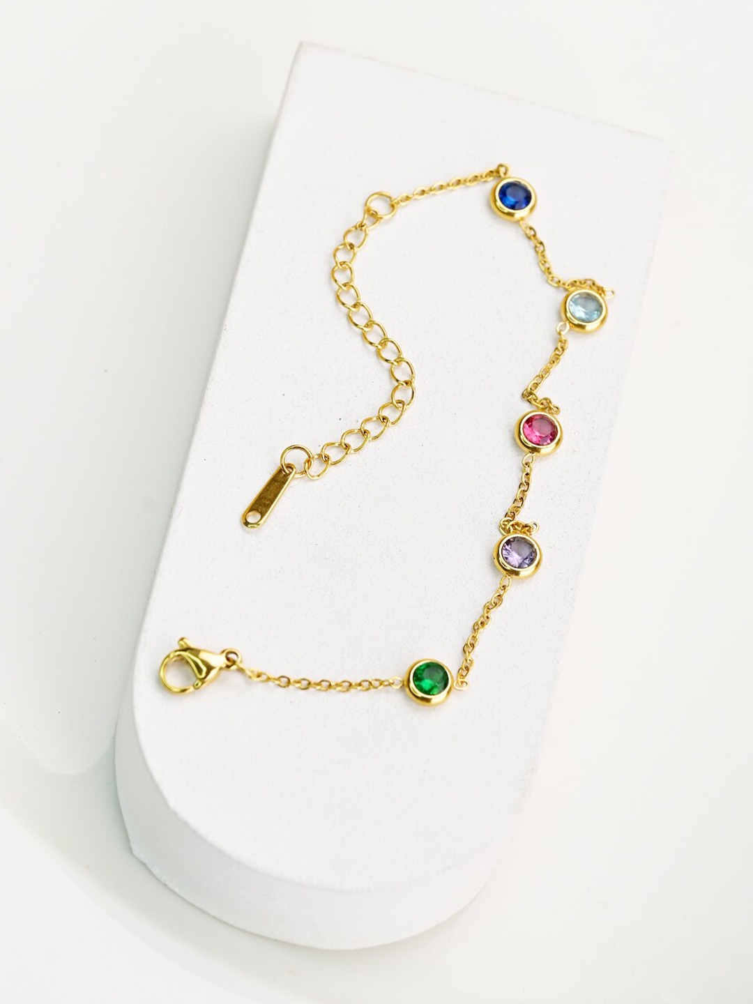 

PALMONAS Gold-Plated Stone Studded Link Bracelet