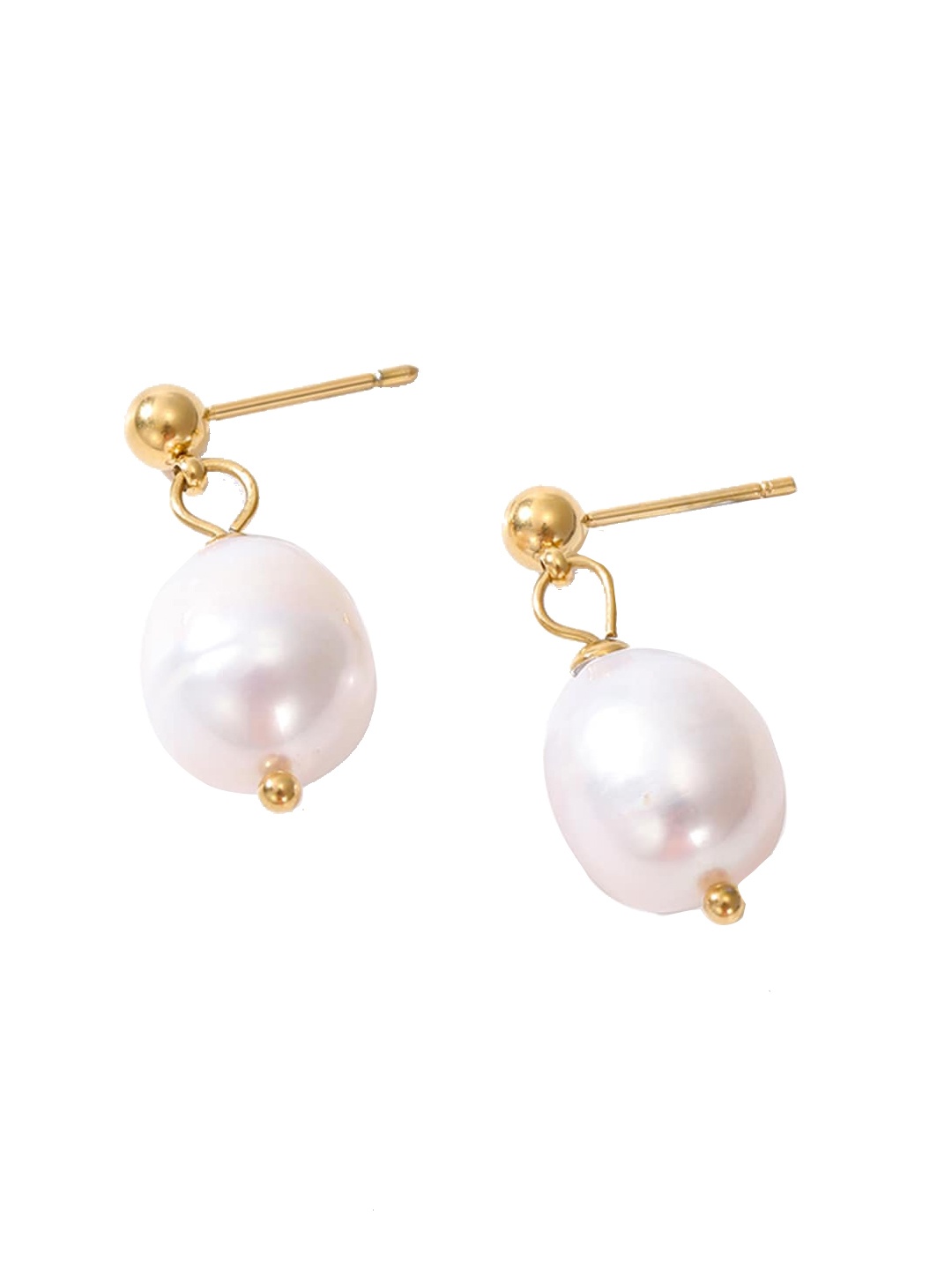 

PALMONAS Gold-Plated Pearl Studded Drop Earrings