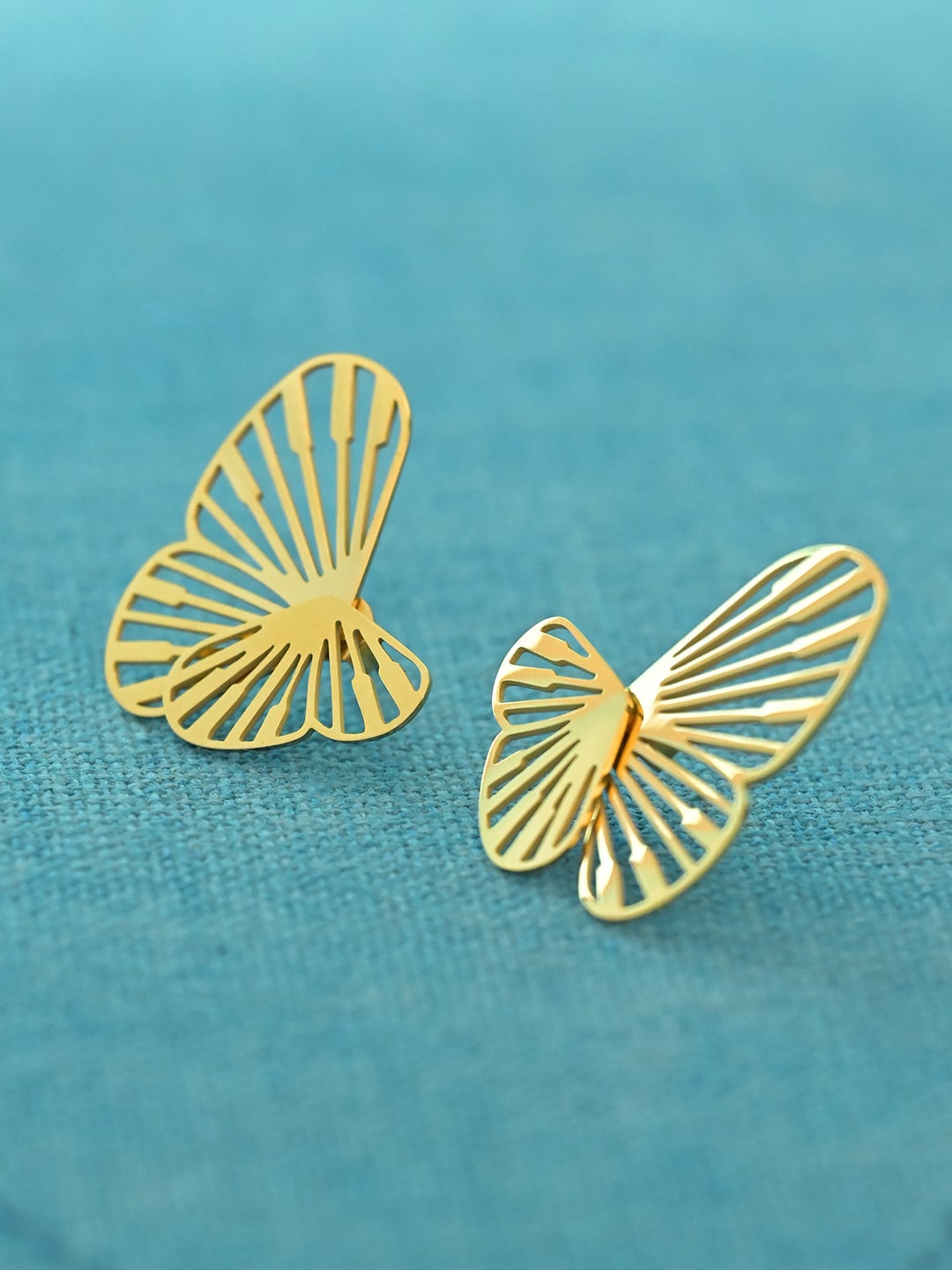 

PALMONAS Gold Plated Contemporary Stud Earrings