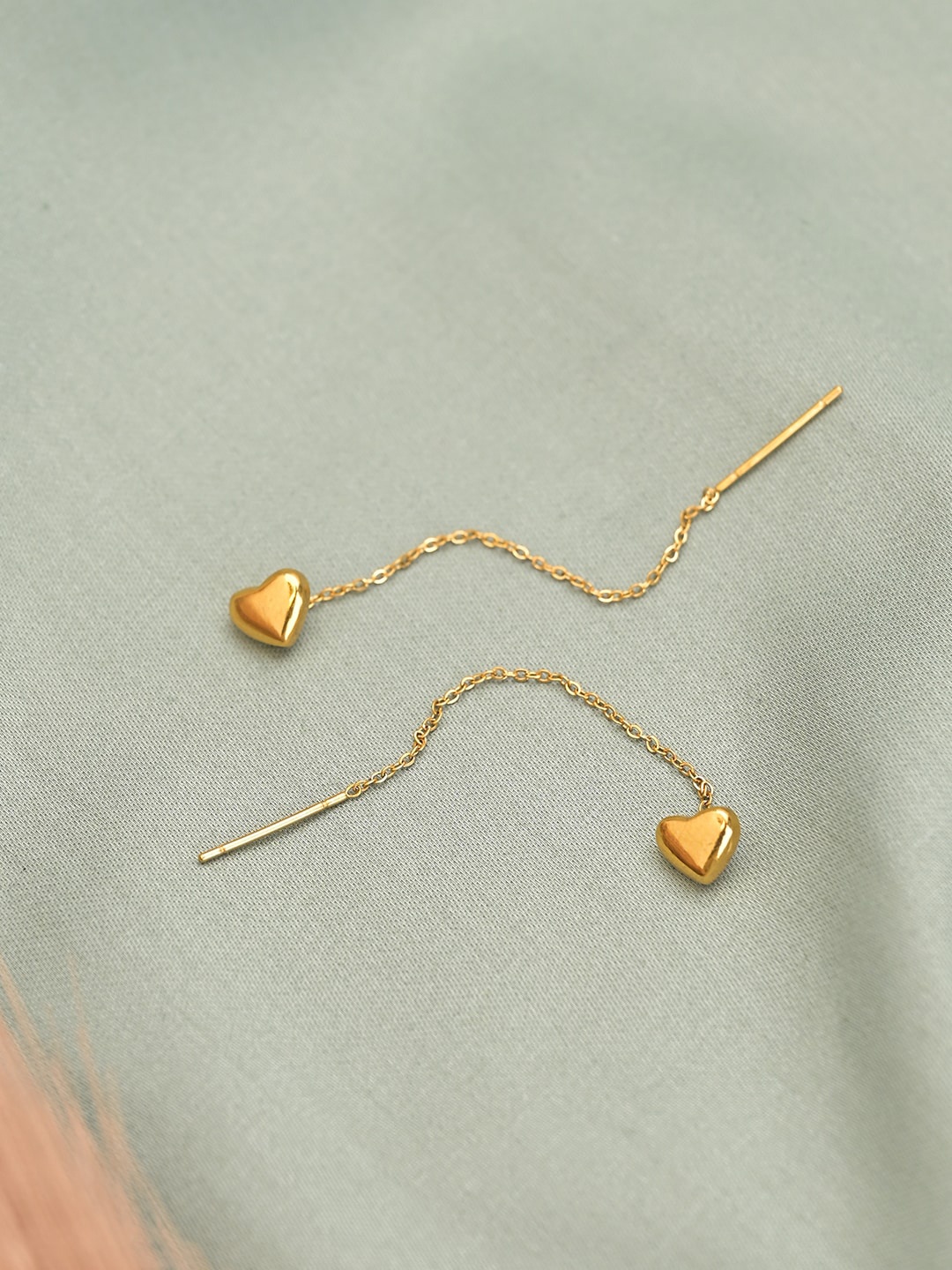 

PALMONAS Gold Plated Heart Shaped Drop Earrings