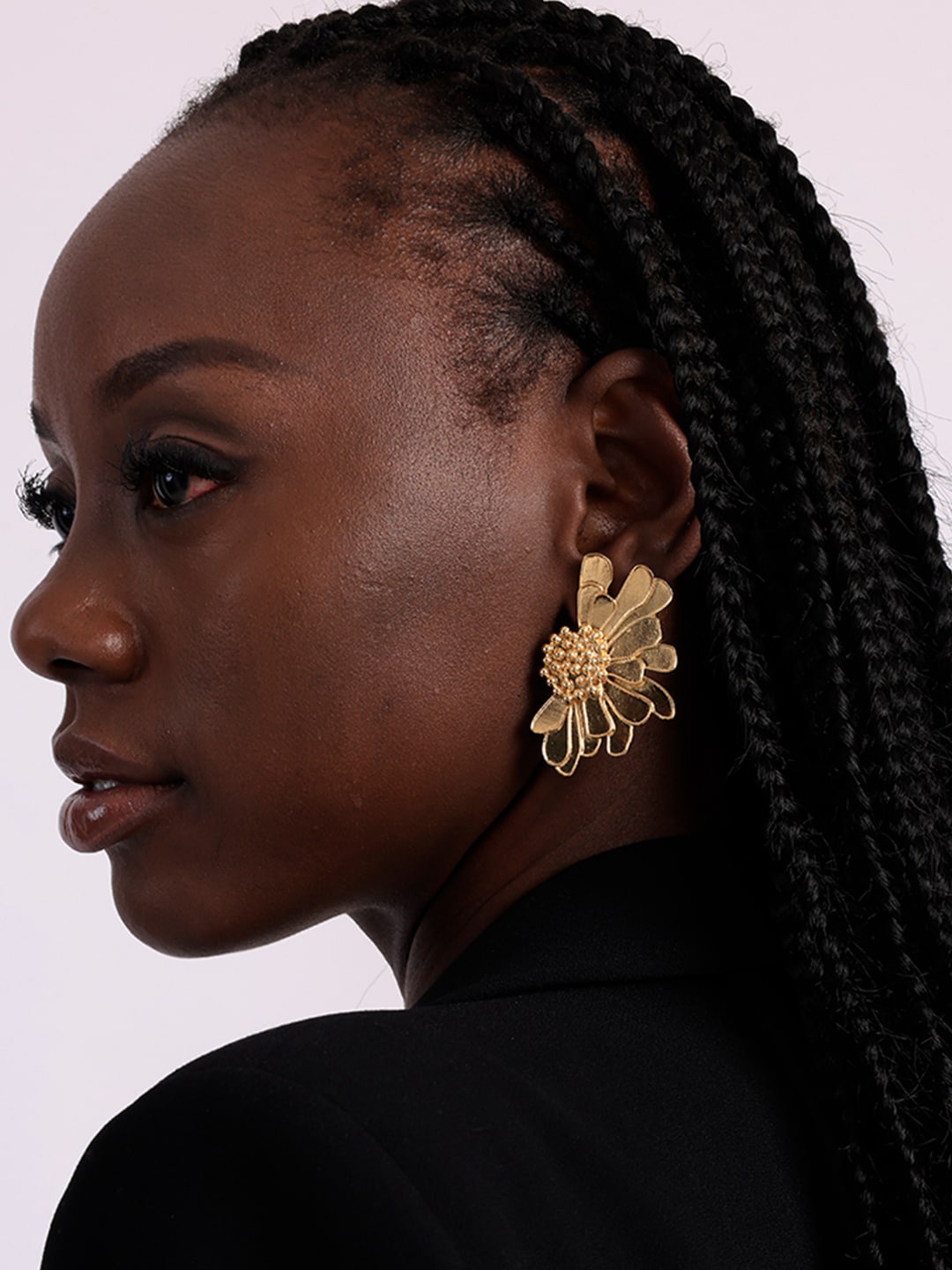 

PALMONAS Gold-Toned Contemporary Studs Earrings