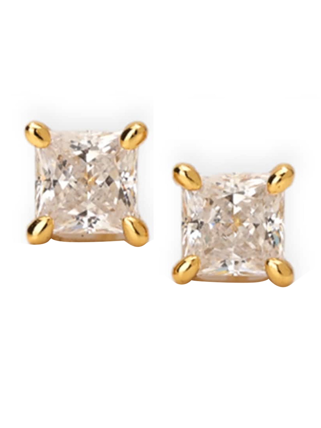 

PALMONAS Gold Plated Stone Studded Contemporary Stud Earrings