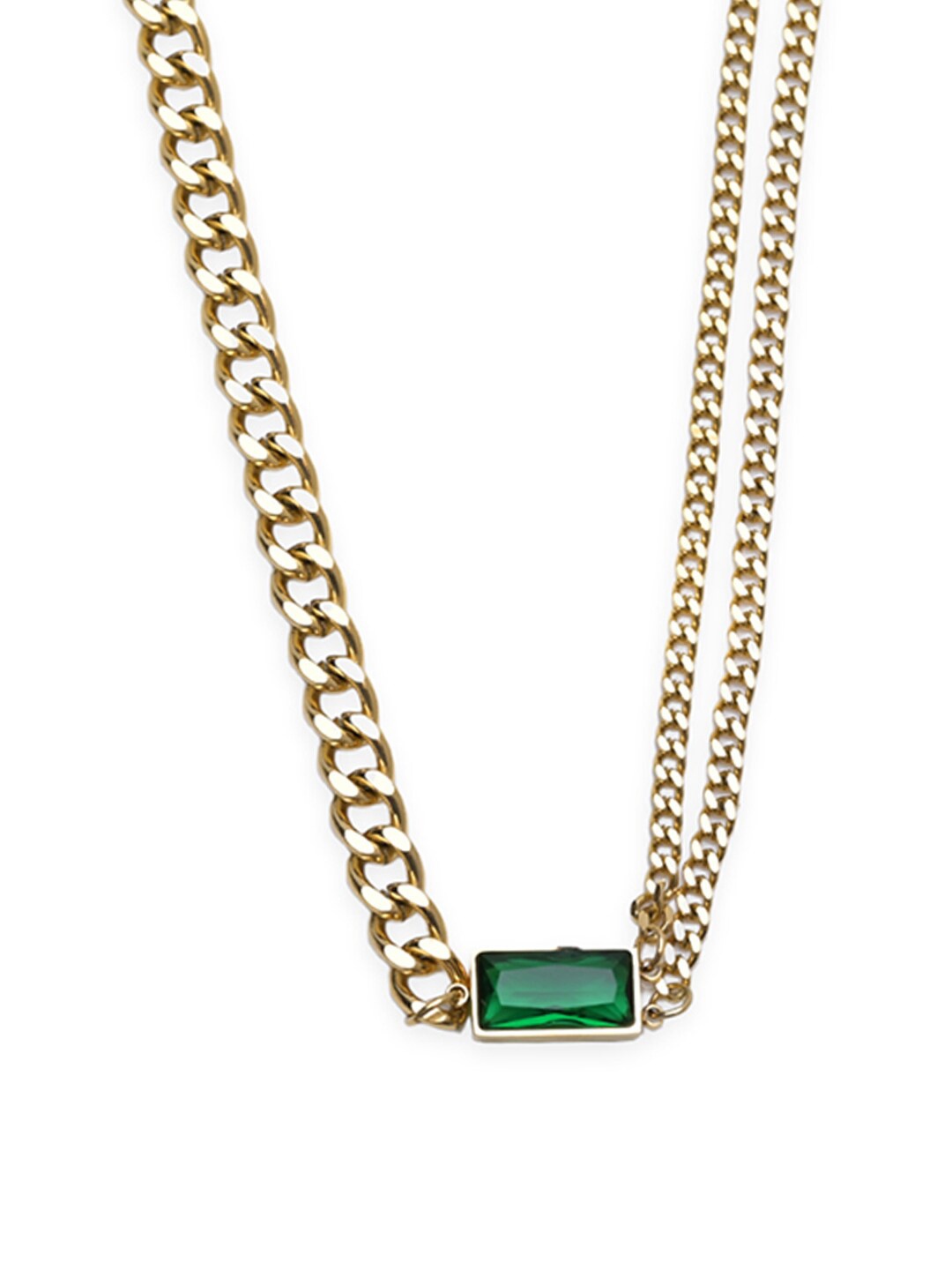 

PALMONAS Gold-Toned & Green Gold-Plated Necklace