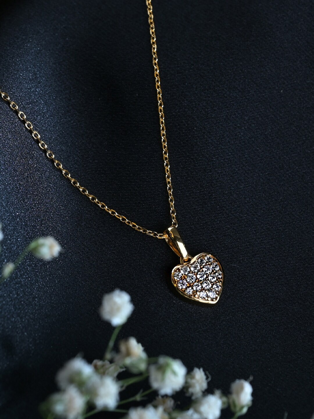 

PALMONAS Gold-Toned & White Sterling Silver Gold-Plated Hand Painted Necklace
