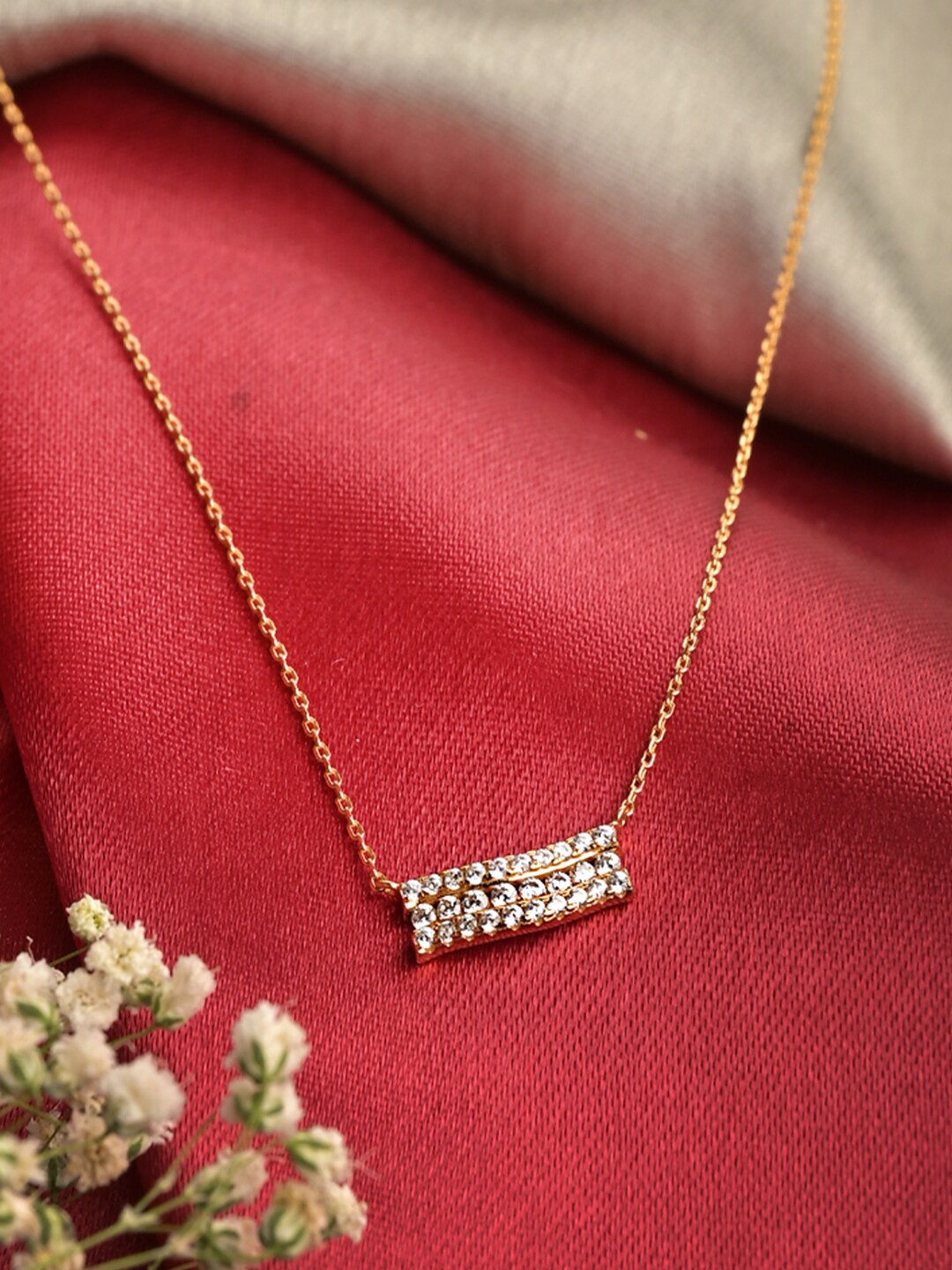 

PALMONAS Gold-Toned & White Sterling Silver Gold-Plated Necklace