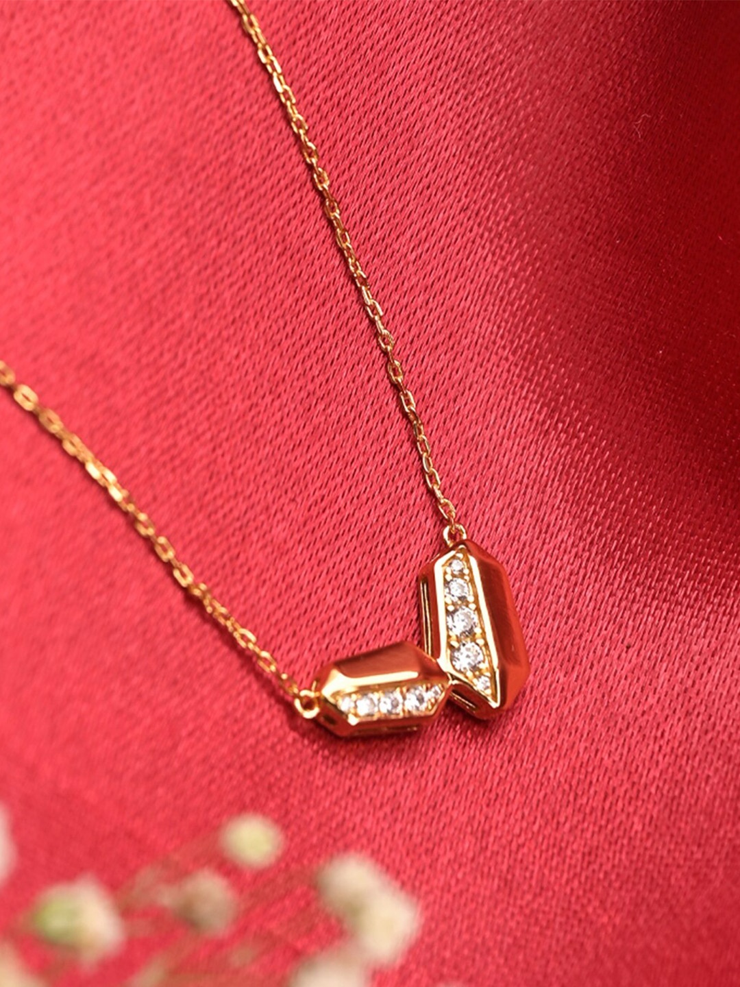 

PALMONAS Gold-Toned & White Sterling Silver Gold-Plated Antique Necklace