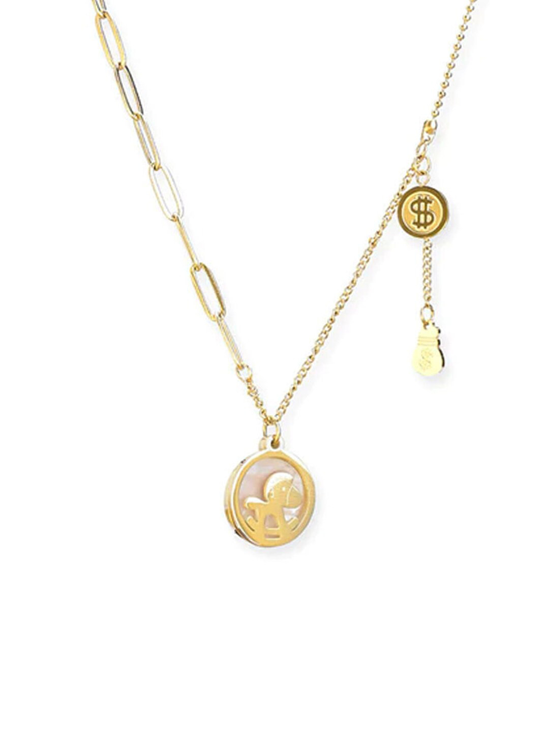 

PALMONAS Gold-Toned Gold-Plated Hand Painted Necklace