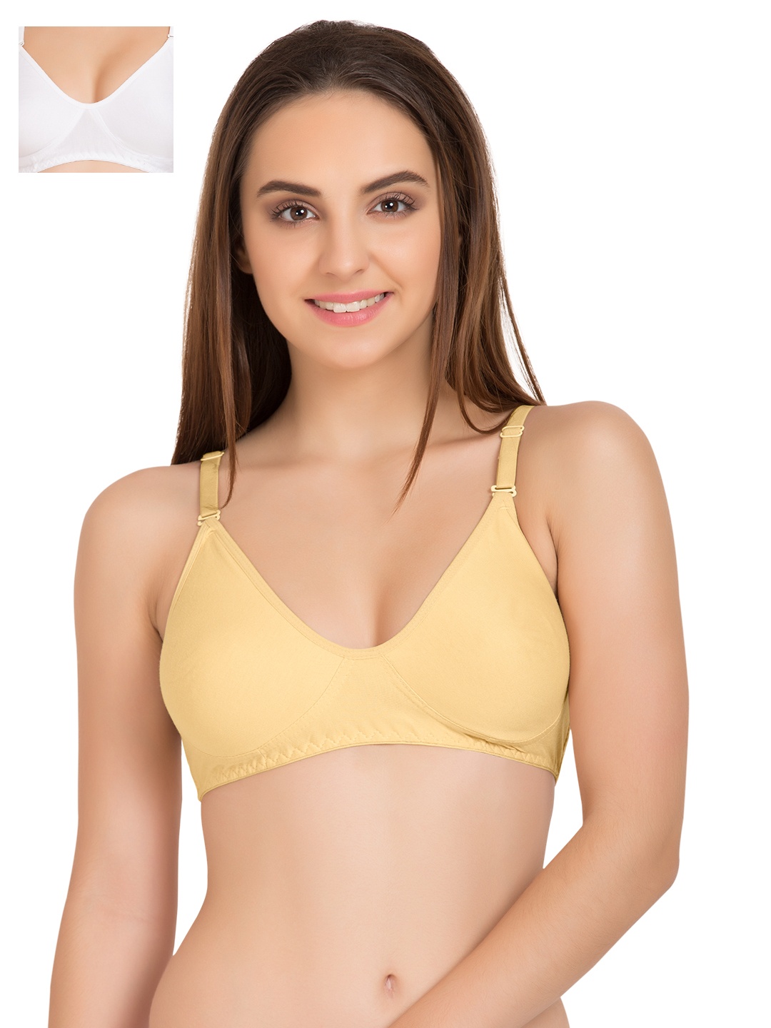 

Tweens Beige & White Solid Non-Wired Non Padded T-shirt Bra
