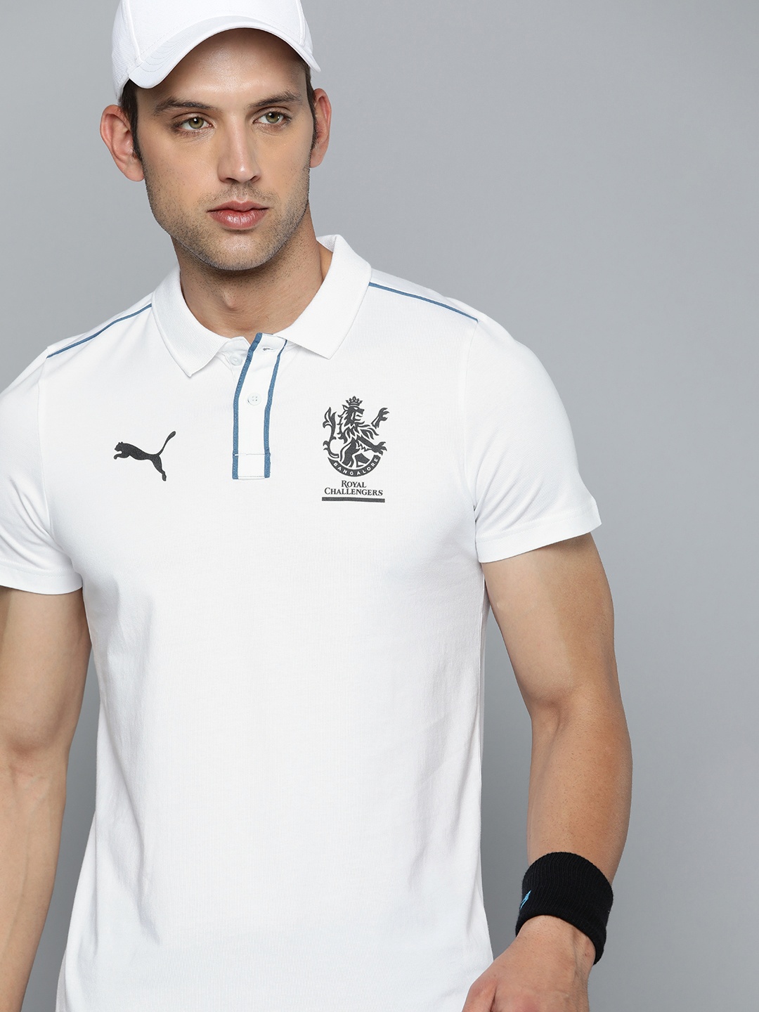

Puma x Royal Challengers Bangalore Arcade Printed Polo Collar Pure Cotton T-shirt, White