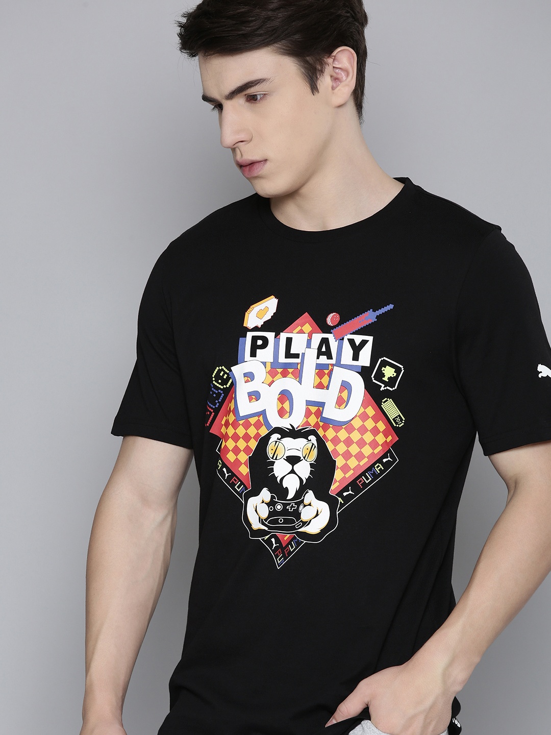 

Puma x Royal Challengers Bangalore Arcade Regular Fit Graphic Printed Pure Cotton T-shirt, Black