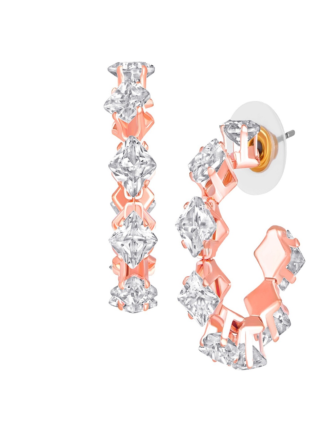

Mahi Rose Gold-Plated Contemporary Half Hoop Earrings