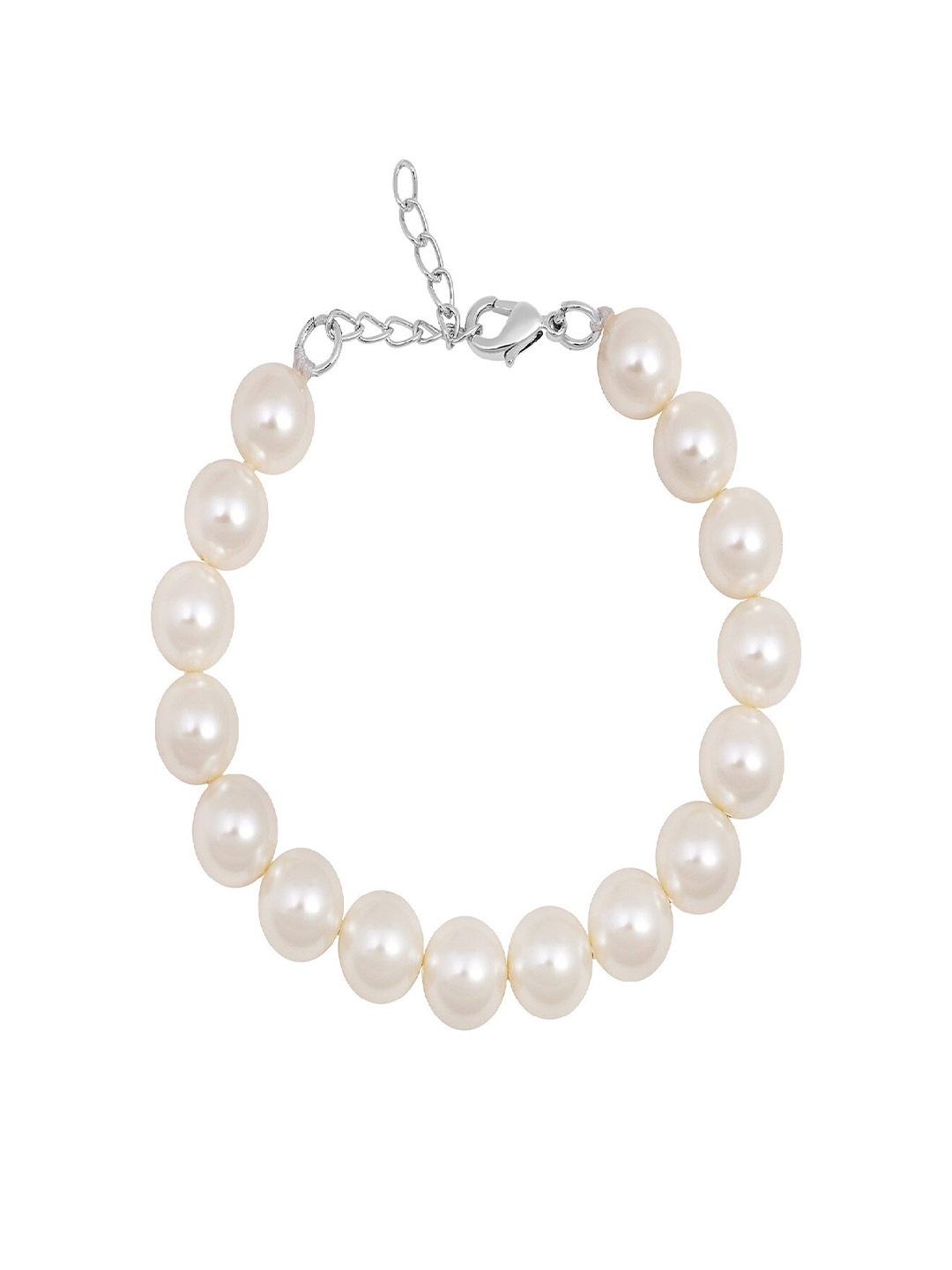 

Mahi Women Rhodium-Plated Beaded Wraparound Bracelet, Silver