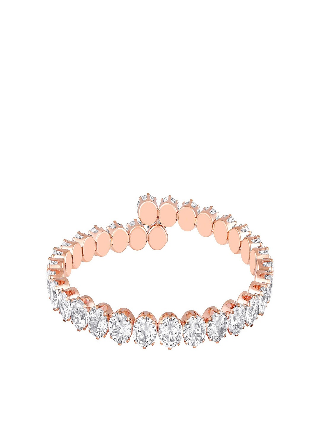 

Mahi Rose Gold-Plated Cubic Zirconia Bangle-Style Bracelet