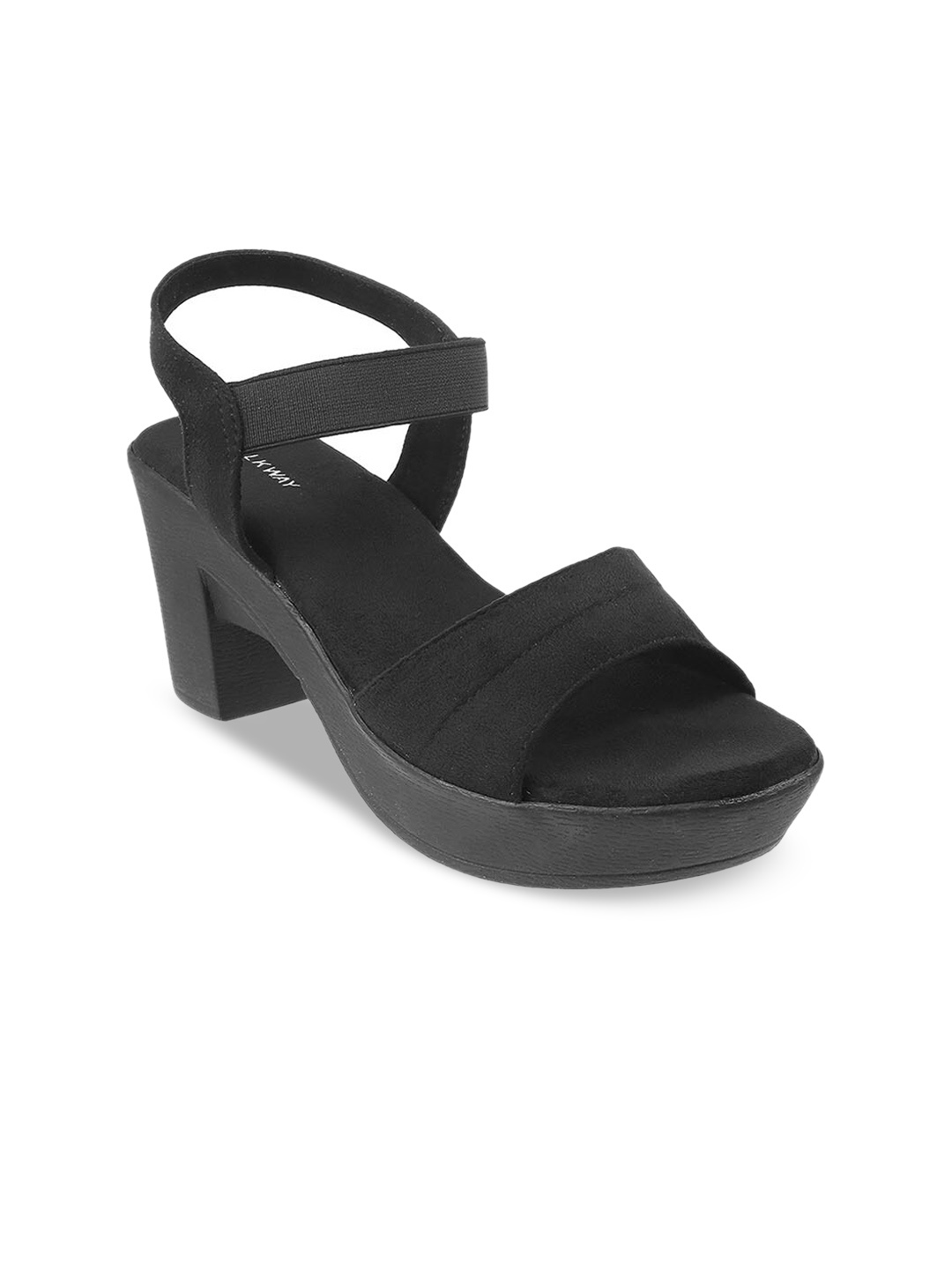 

WALKWAY by Metro Ankle Loop Open Toe Block Heels, Black