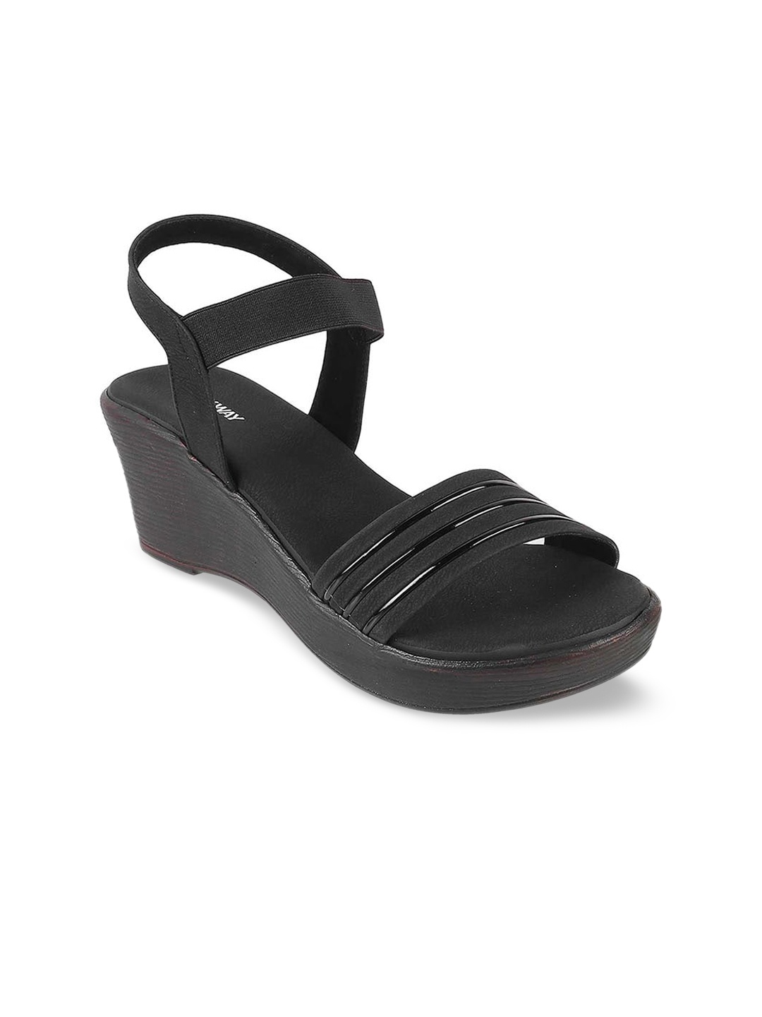 

WALKWAY by Metro Textured Wedge Sandals With Backstrap, Black