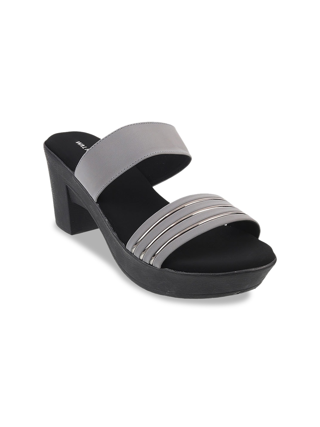 

WALKWAY by Metro Striped Embellished Block Heels, Grey