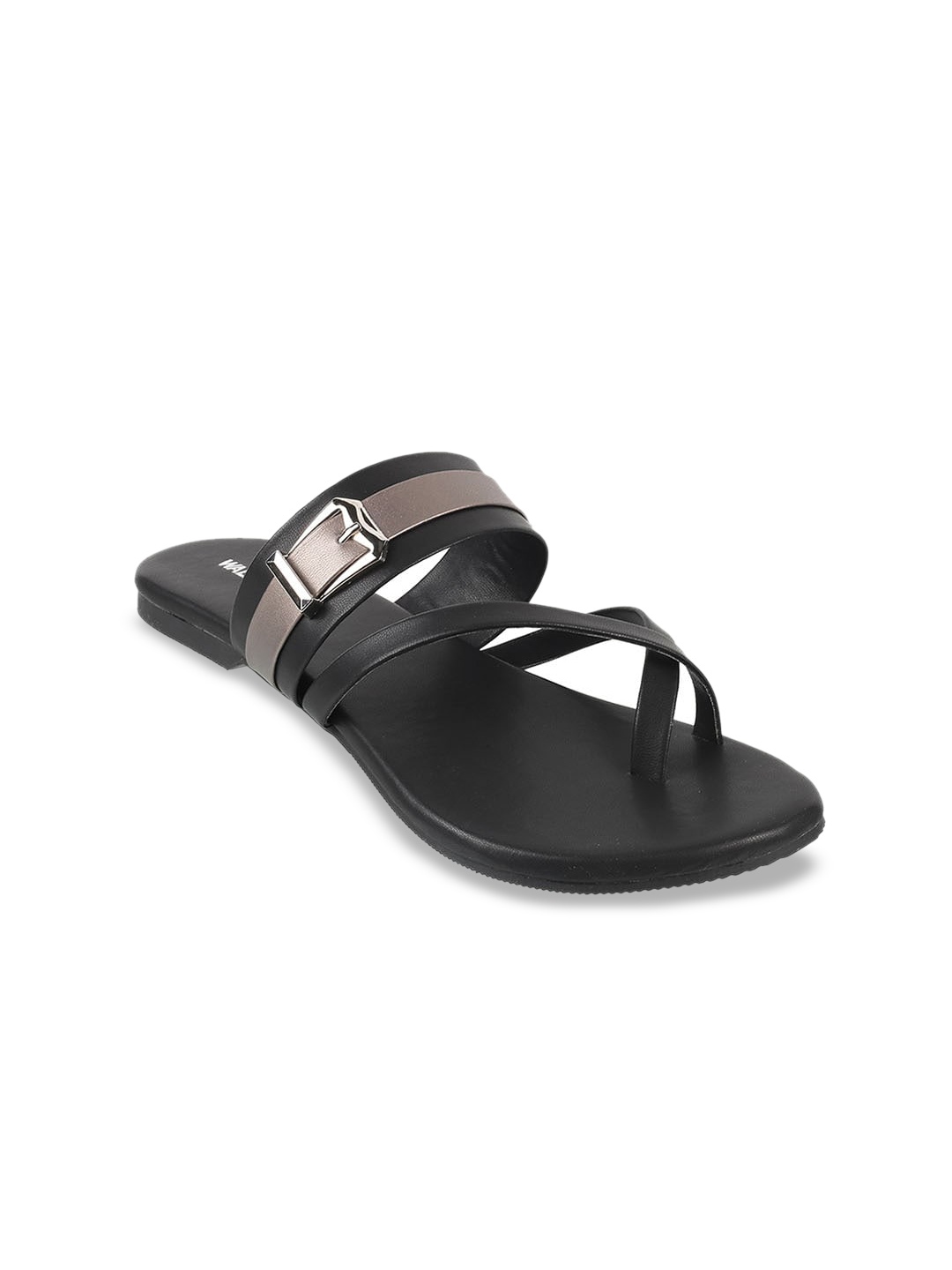 

WALKWAY by Metro Women Synthetic One Toe Flats with Buckles, Black