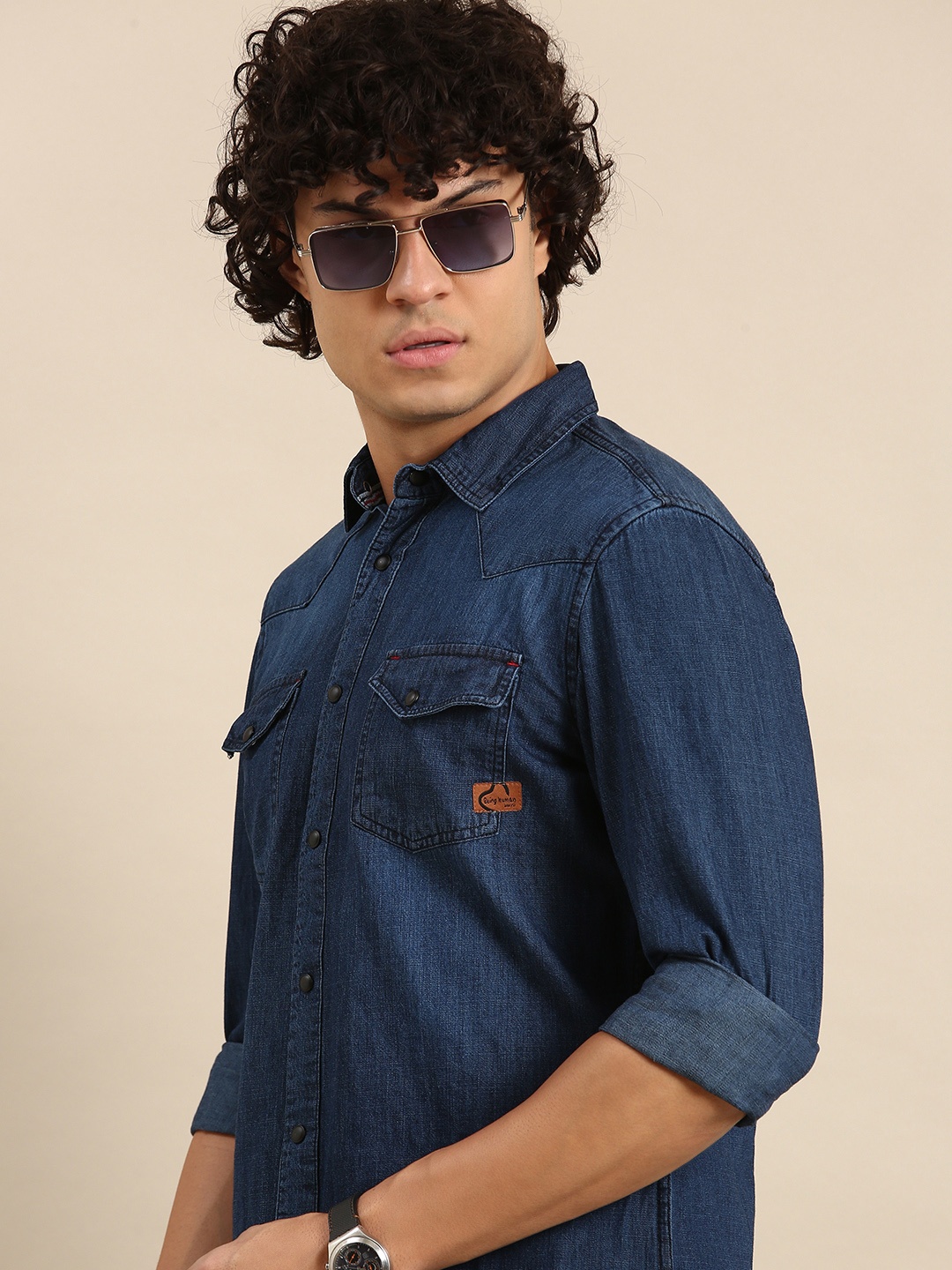 

Being Human Men Pure Cotton Slim Fit Opaque Casual Shirt, Blue