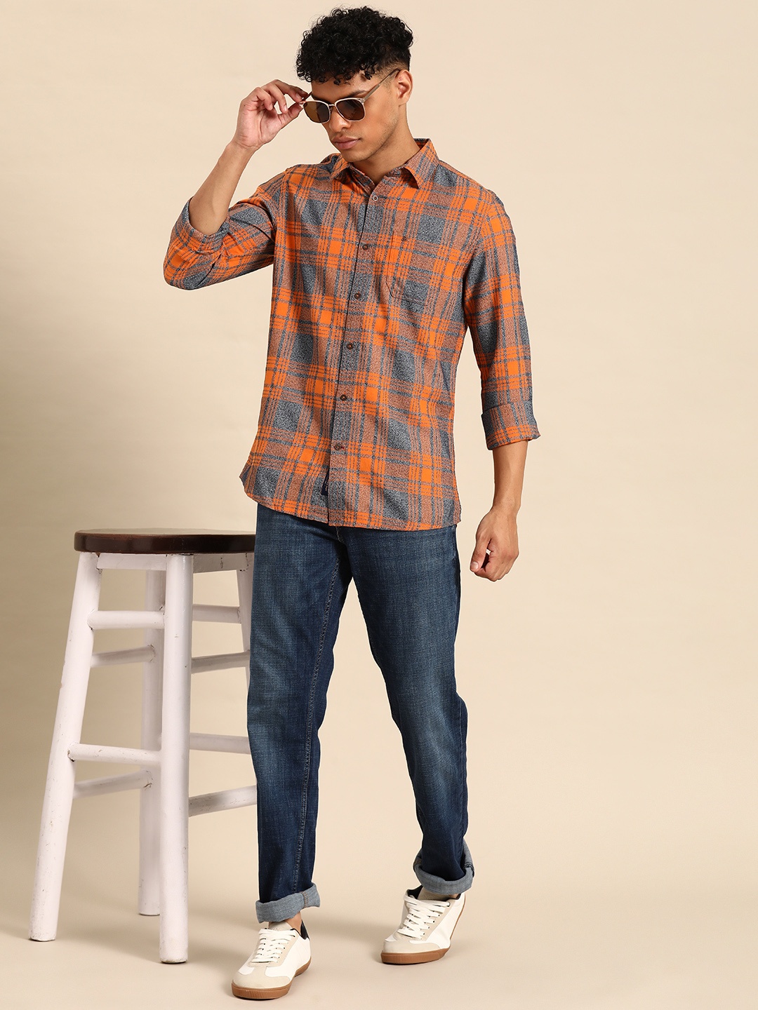 

Being Human Slim Fit Tartan Checked Casual Shirt, Orange
