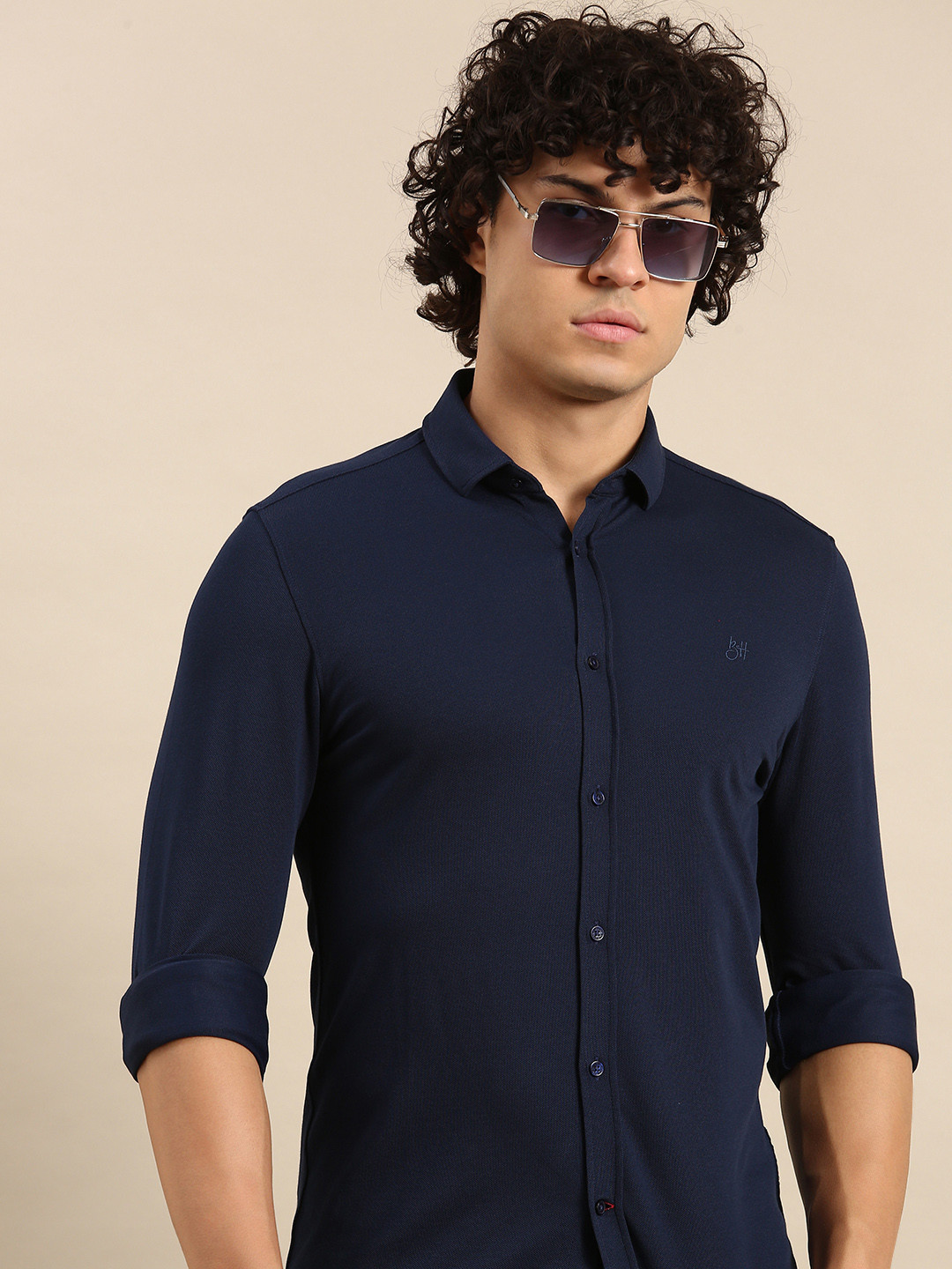 

Being Human Men Slim Fit Opaque Casual Shirt, Navy blue