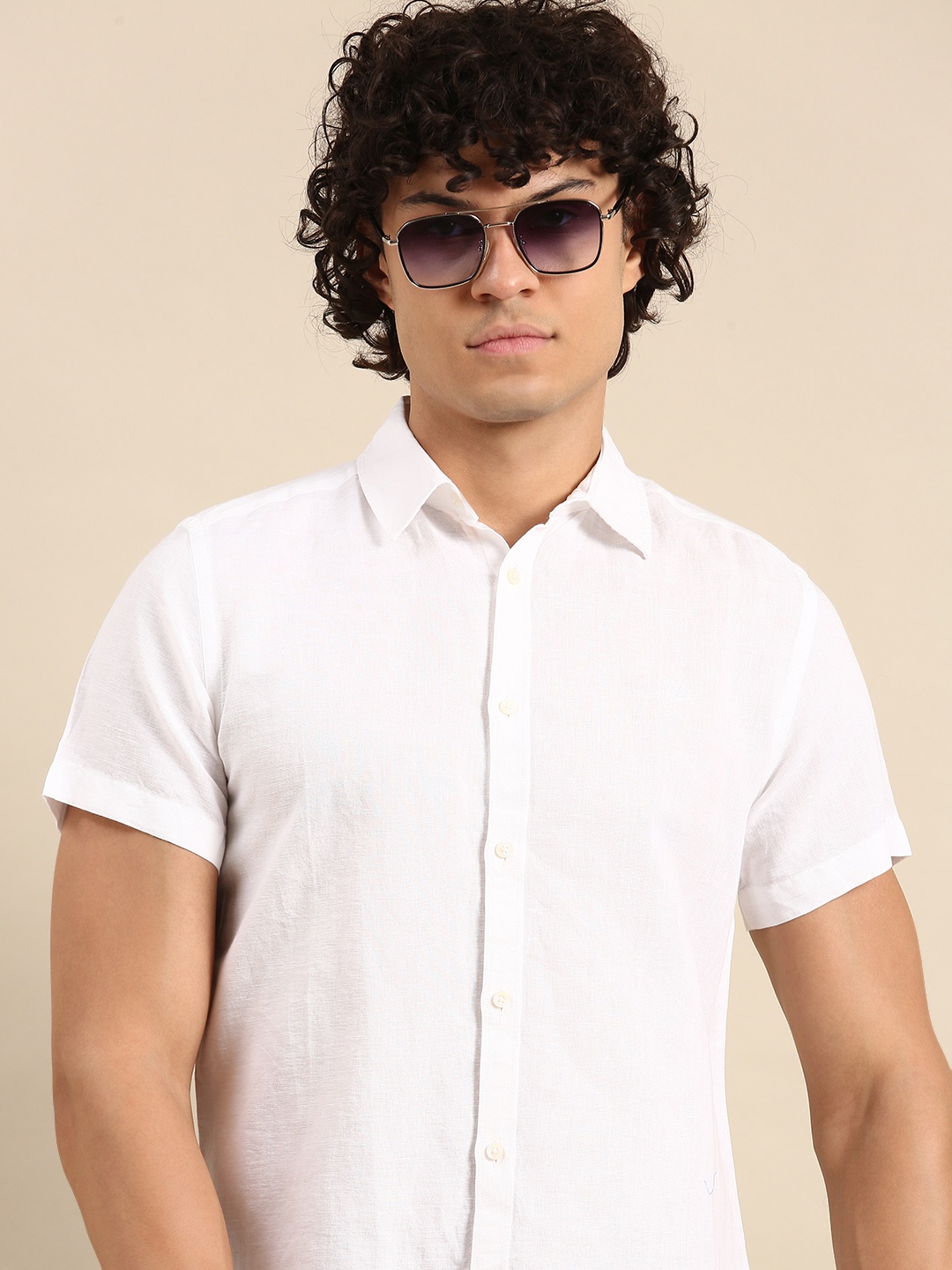 

Being Human Men Linen Cotton Slim Fit Opaque Casual Shirt, White