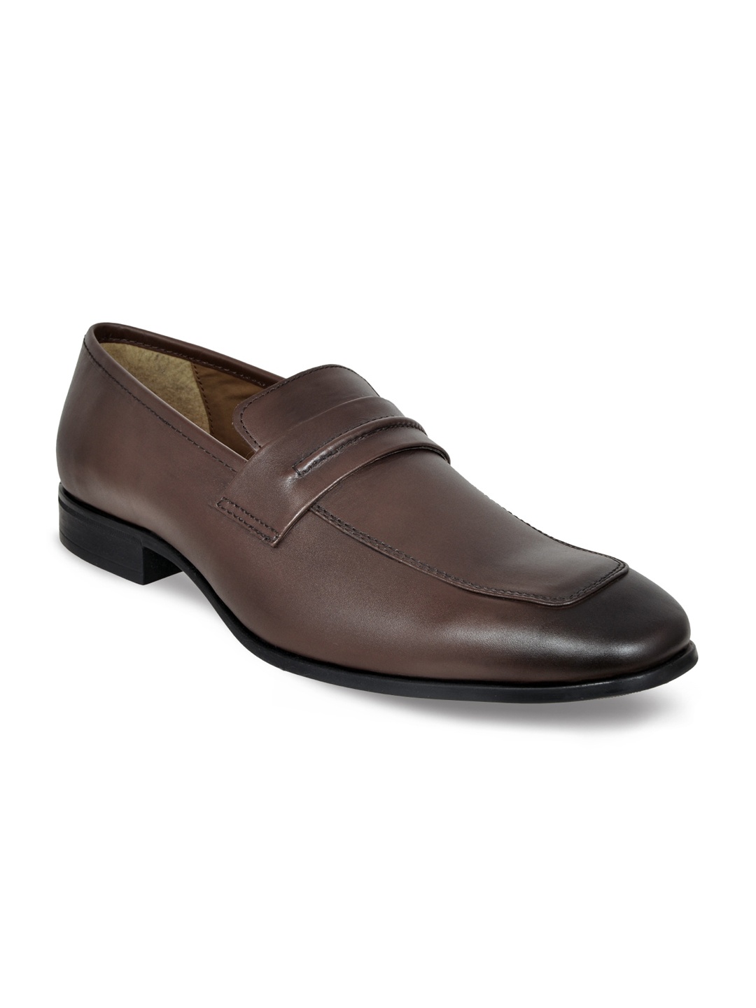 

Allen Cooper Men Textured Leather Formal Loafers, Brown