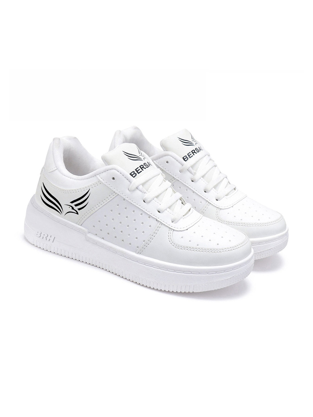 

BERSACHE Women Perforations Color Changing Canvas Comfort Insole Basics Sneakers, White