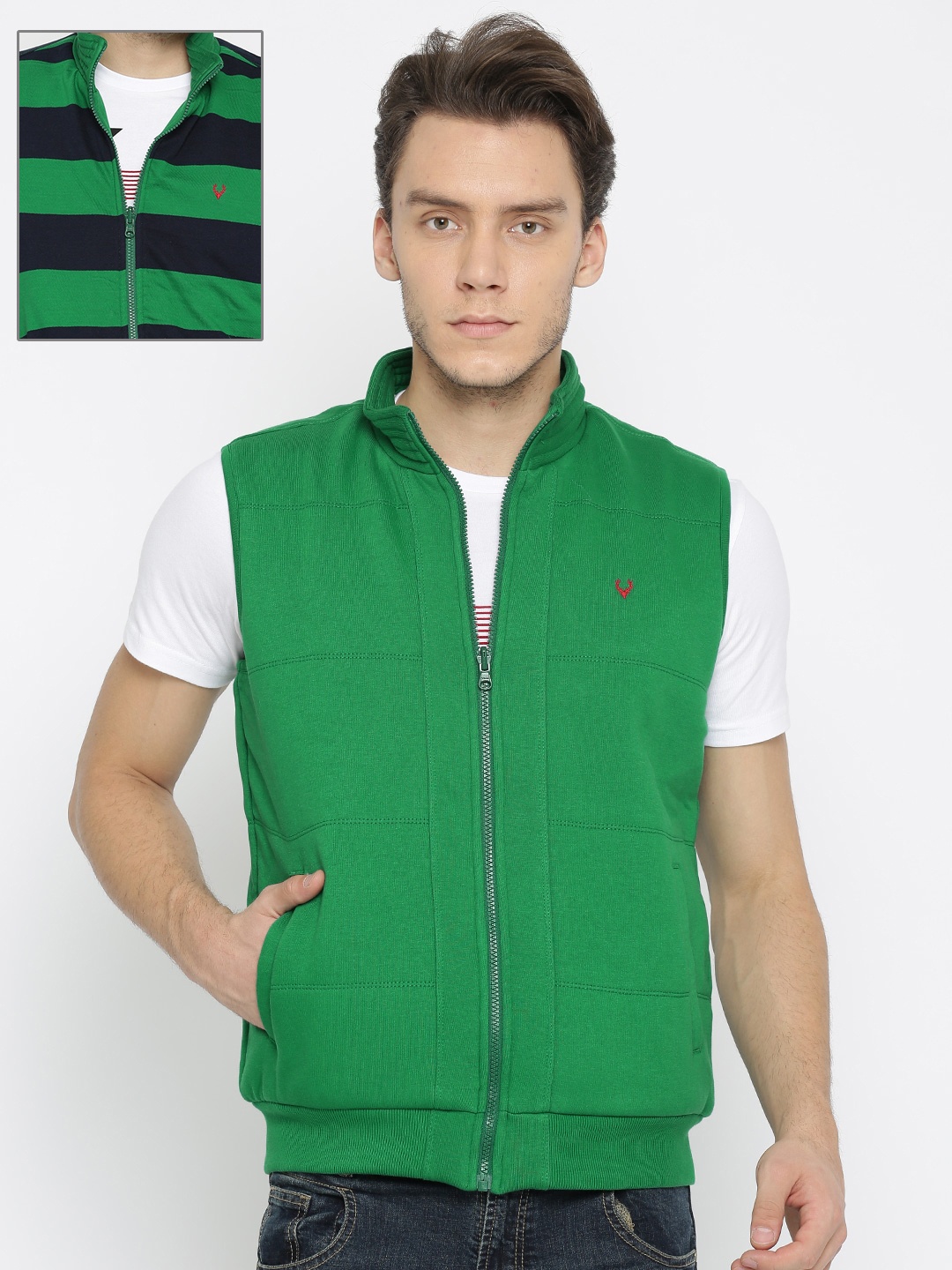 

Allen Solly Men Green Solid Reversible Sweatshirt