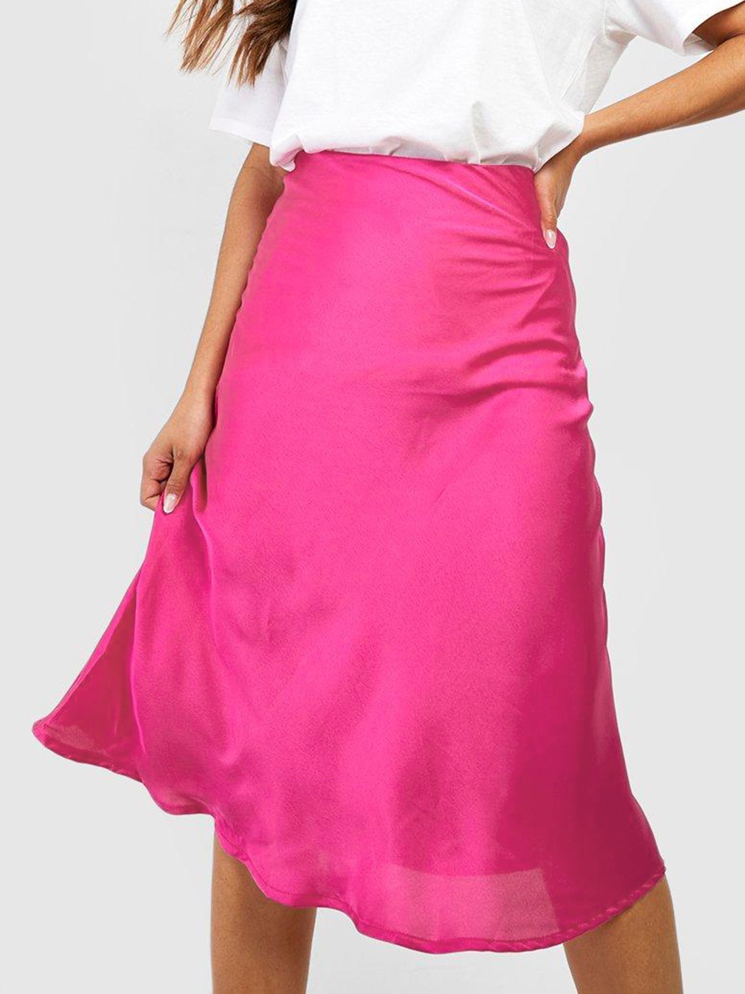 

Boohoo Satin Finish Slip Skirt, Pink