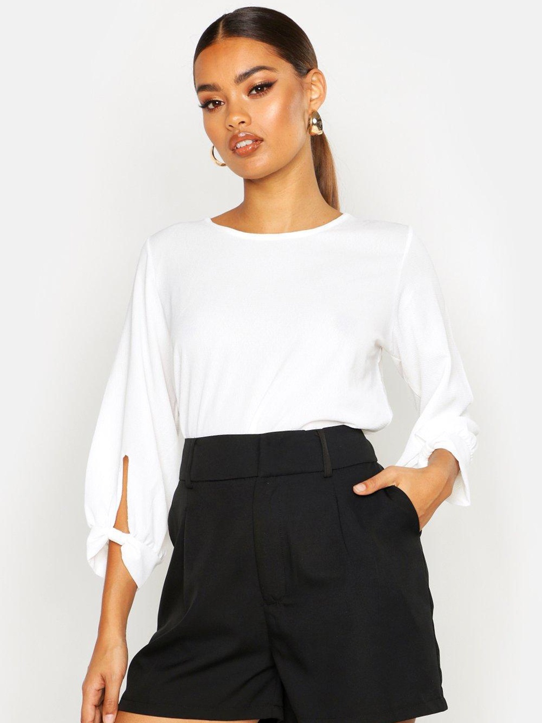 

Boohoo Puff Sleeve Top, White