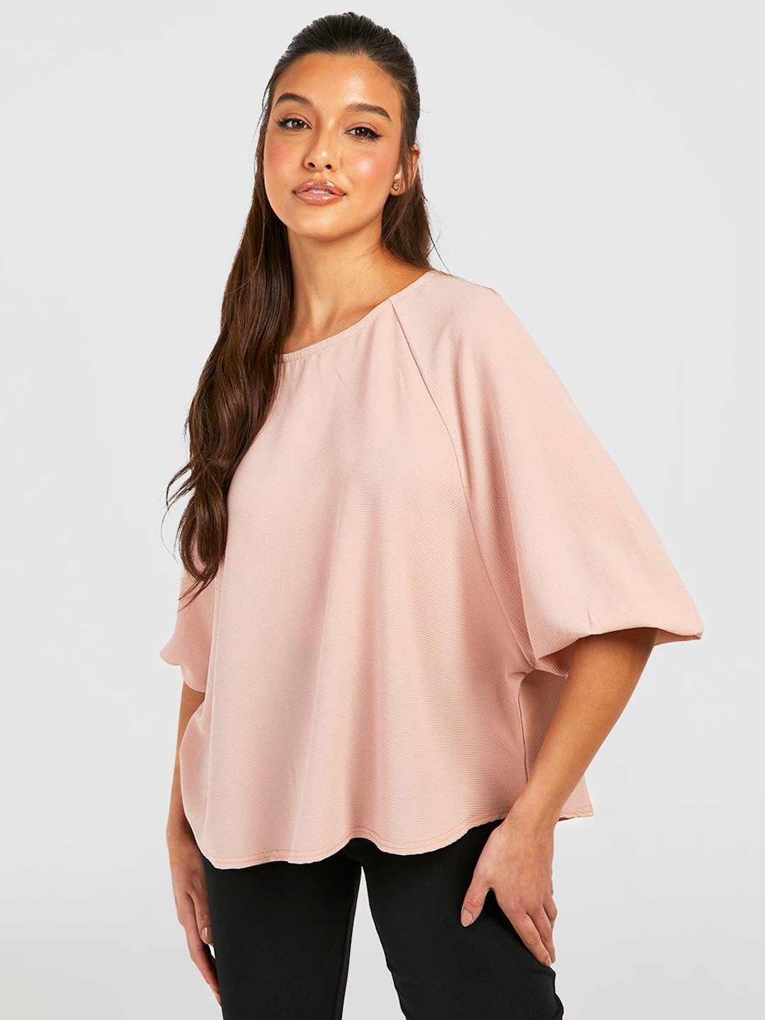 

Boohoo Solid Boxy Top, Rose