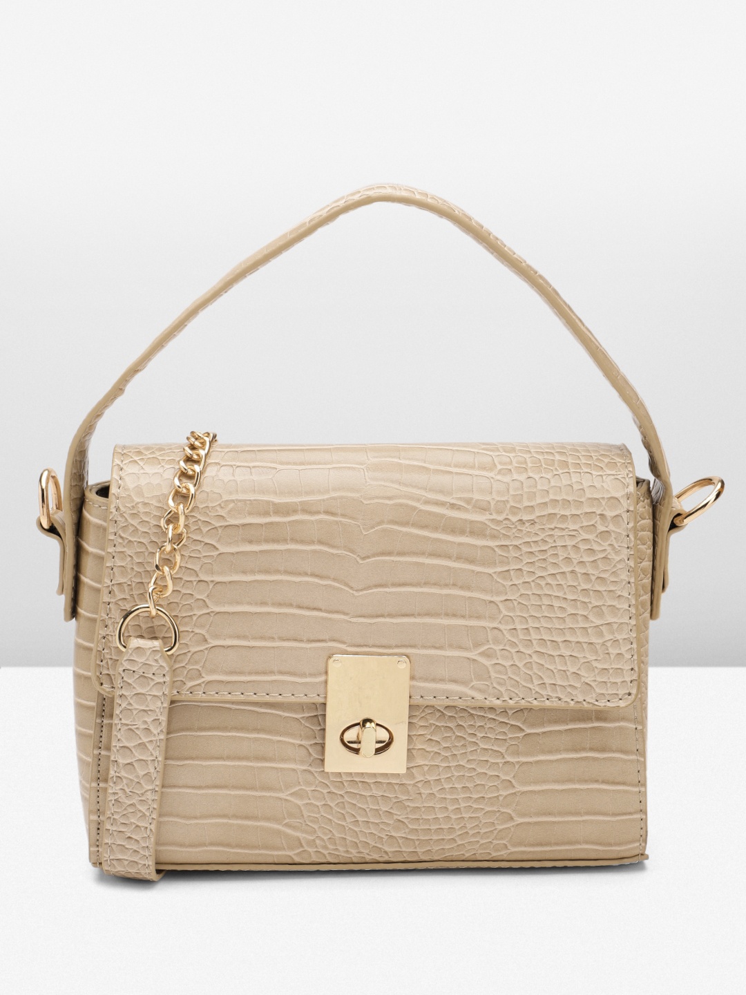 

Boohoo Textured Structured Satchel, Beige