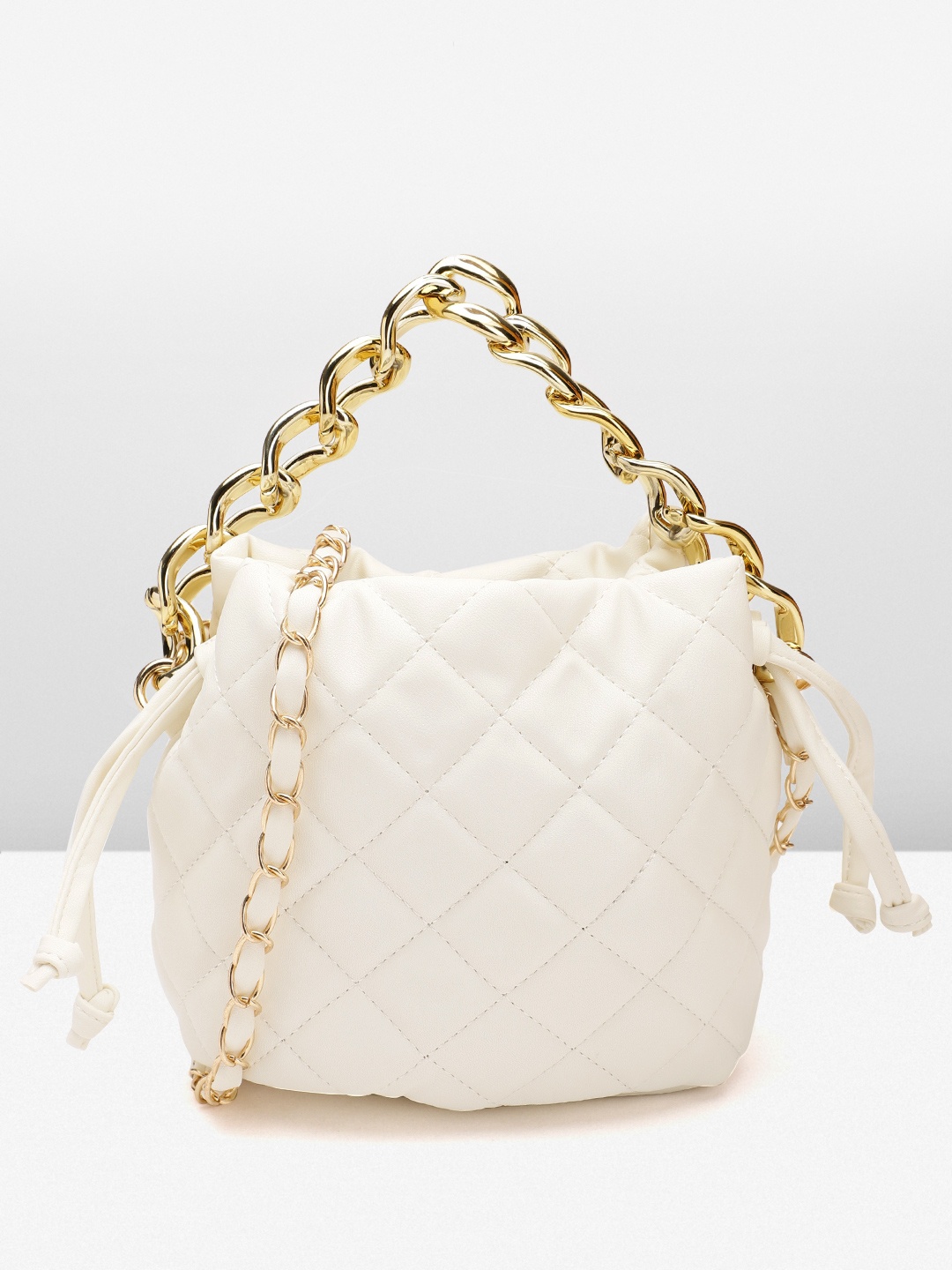 

Boohoo Bucket Handheld Bag with Quilted Detail, White