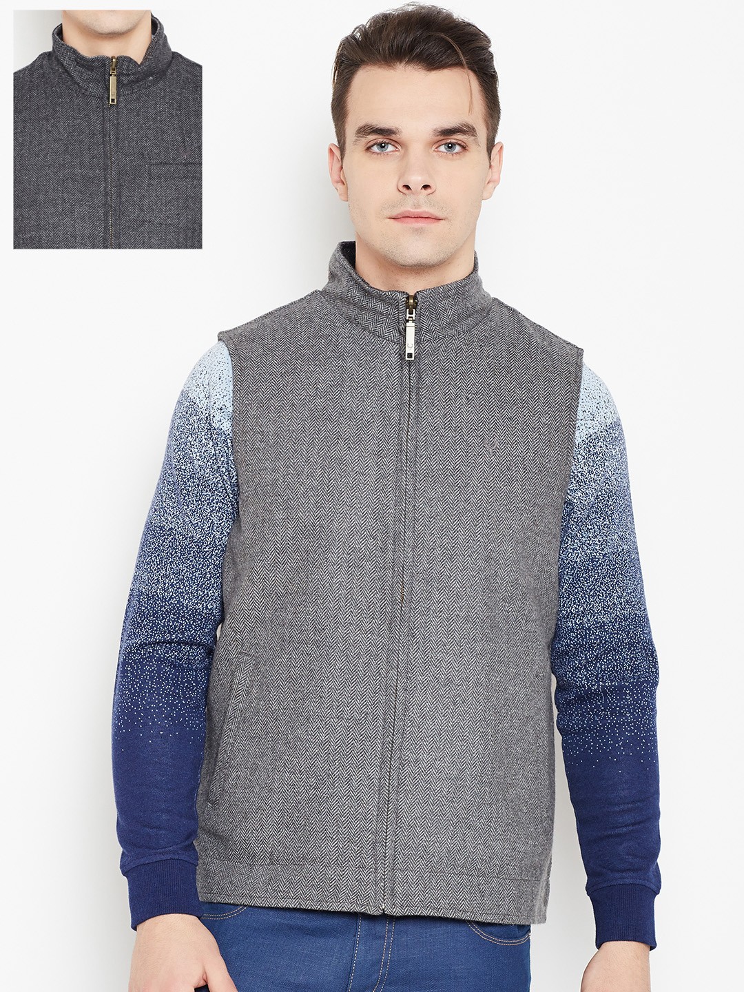 

Allen Solly Men Grey Solid Reversible Tailored Jacket