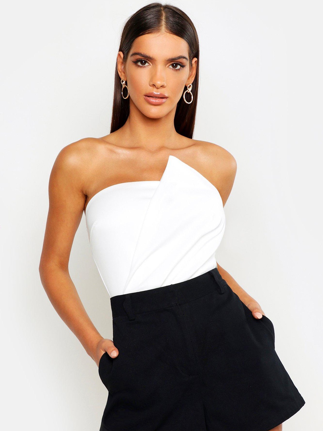 

Boohoo Women Strapless Bodysuit, White