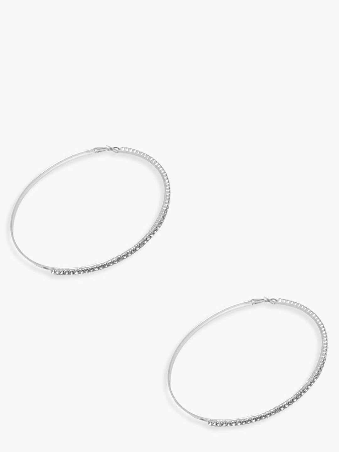 

Boohoo Women Stone Studded Circular Hoop Earrings, Silver