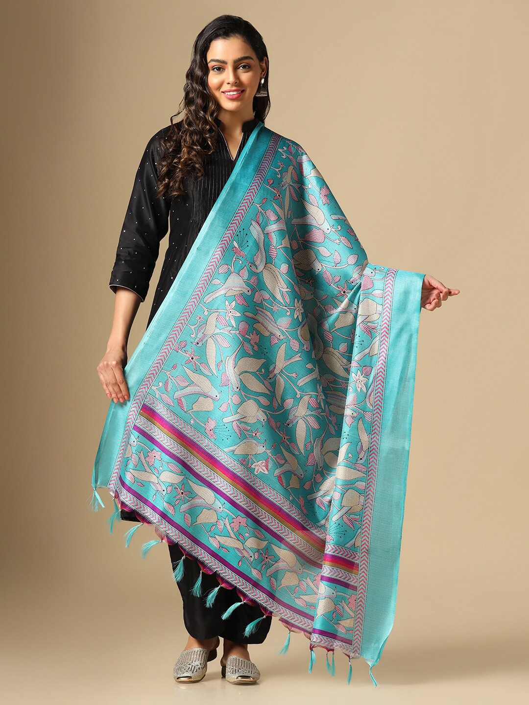 

Satrani Ethnic Motifs Printed Dupatta, Blue