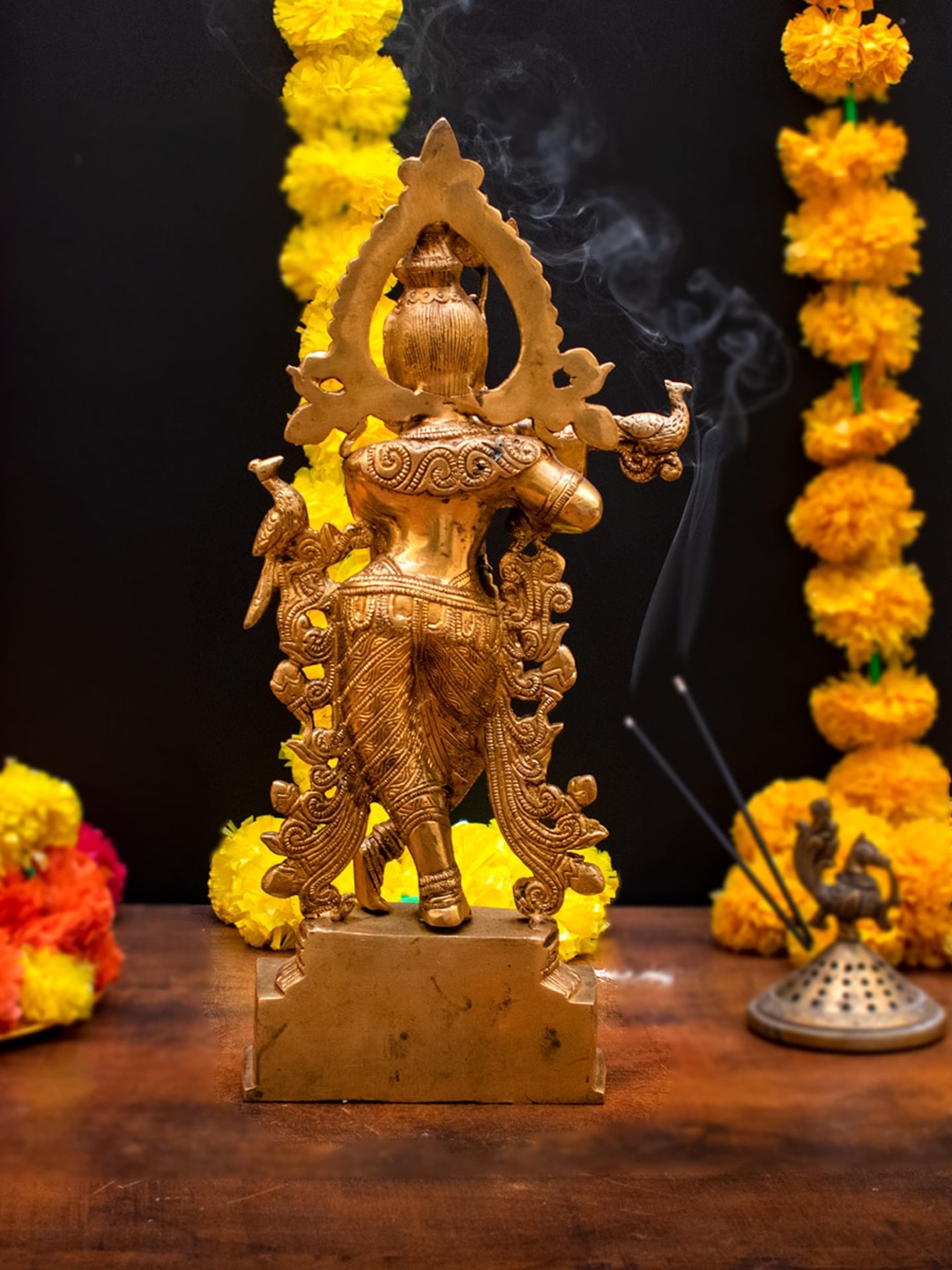

StatueStudio Gold-Toned Brass Krishna Statue Showpieces