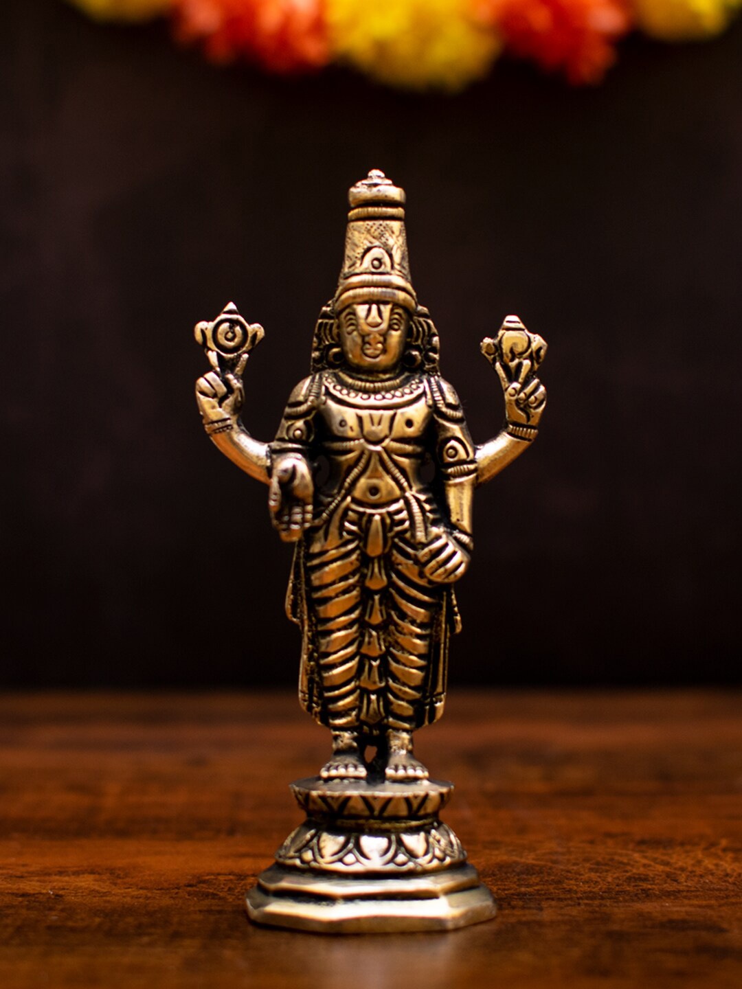 

StatueStudio Gold-Toned Brass Tirupati Bala Ji Idol Showpiece