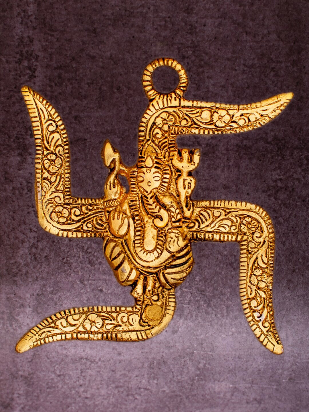 

StatueStudio Statue Gold-Toned Brass Wall Hanging Satiya Plate Ganesha Idol Showpiece