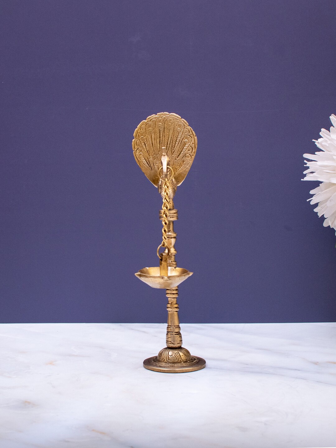 

StatueStudio Gold-Toned Textured Brass Peacock Oil Lamp Diya