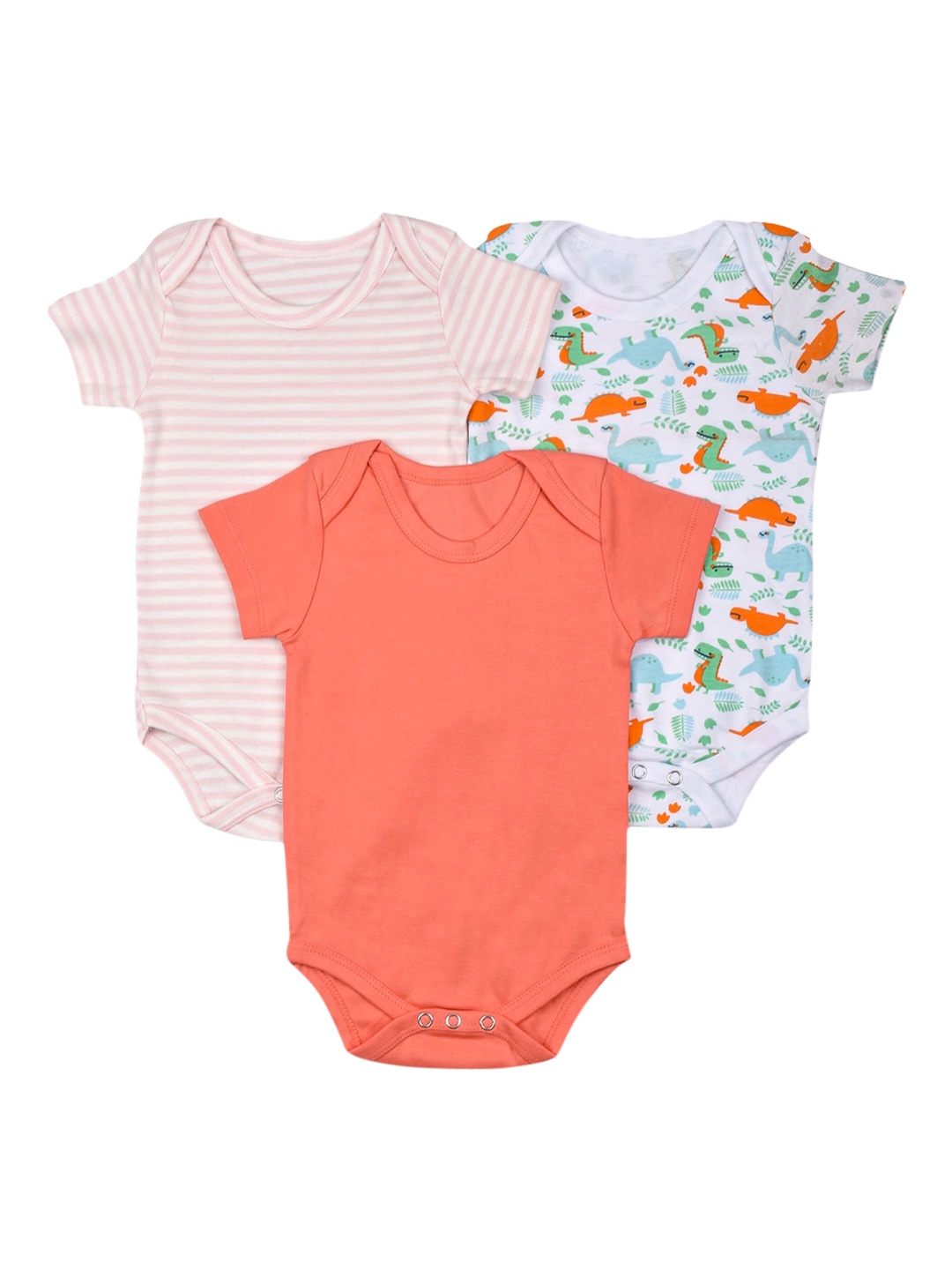 

Moms Home Infants Pack Of 3 Organic Cotton Bodysuits, Pink