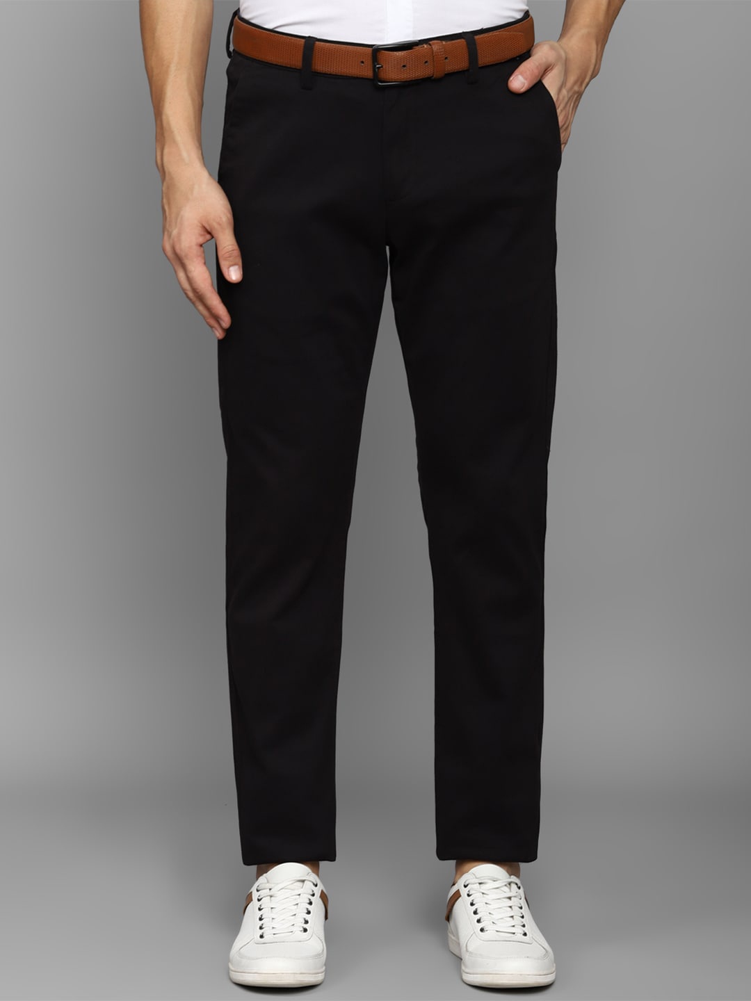 

Allen Solly Men Mid-Rise Slim Fit Chinos Plain Trousers, Black