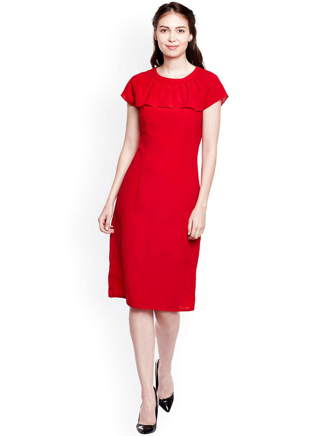 

Nun Women Red Solid Sheath Dress