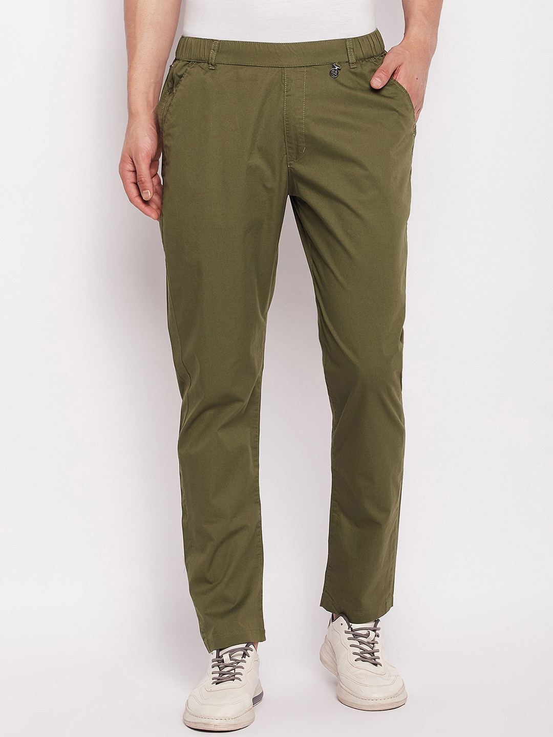 

Okane Men Olive Green Chinos Trousers
