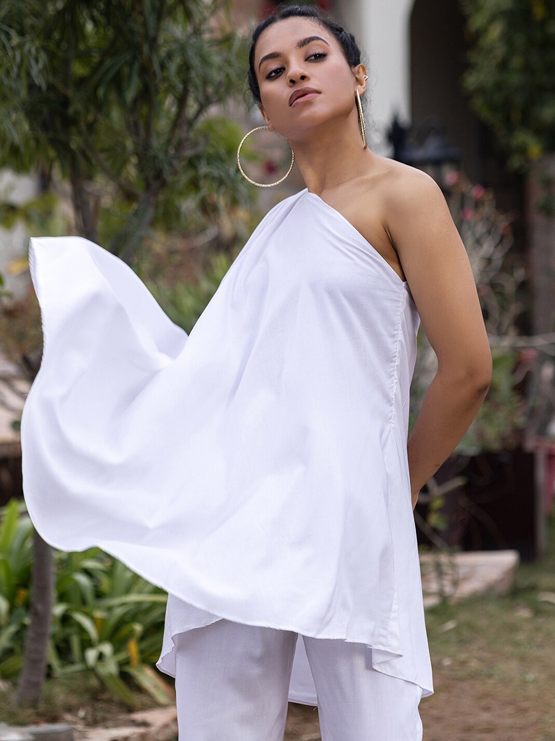 

Ambraee One Shoulder Top & Trousers, White