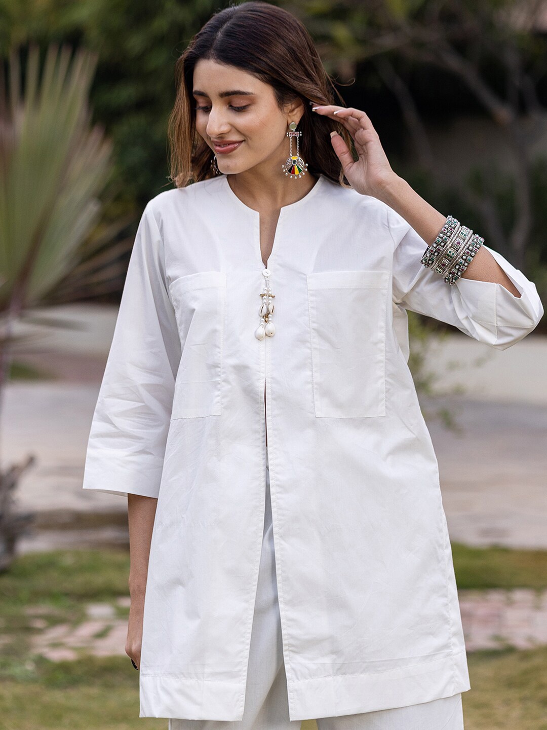 

Ambraee V Neck Top & Palazzos, White