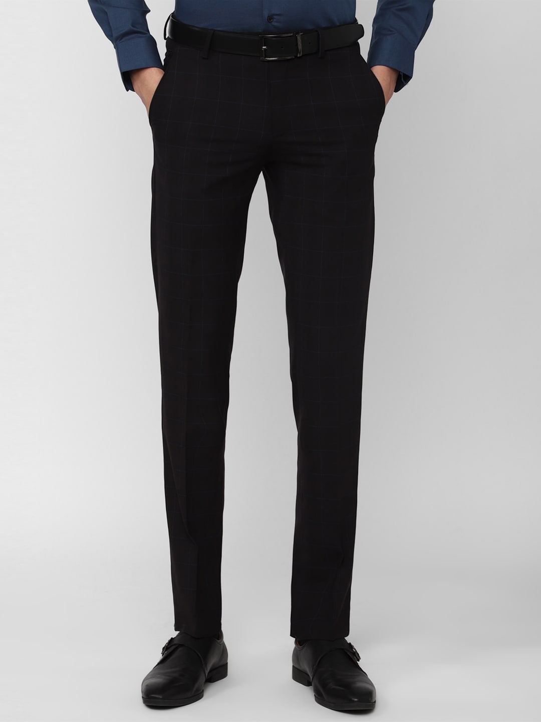 

Peter England Elite Men Slim Fit Mid-Rise Formal Trousers, Black