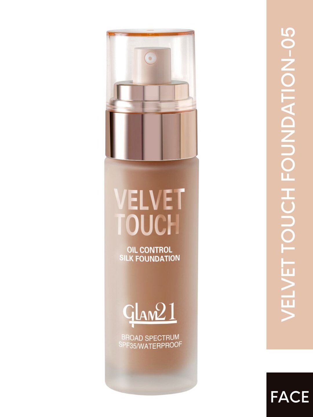 

GLAM21 Velvet Touch Oil Control Long-Lasting Silk Foundation SPF35 50g - Sand Beige 05, Brown