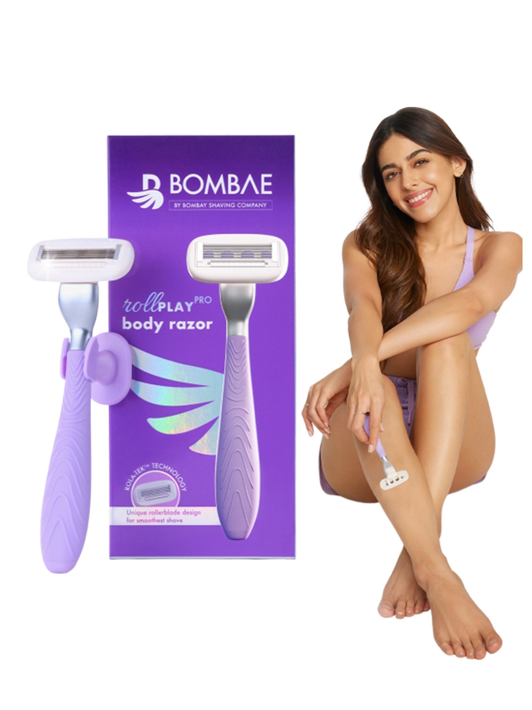 

BOMBAE Hair Removal Razor With Aloe vera & Jojoba oil, Purple